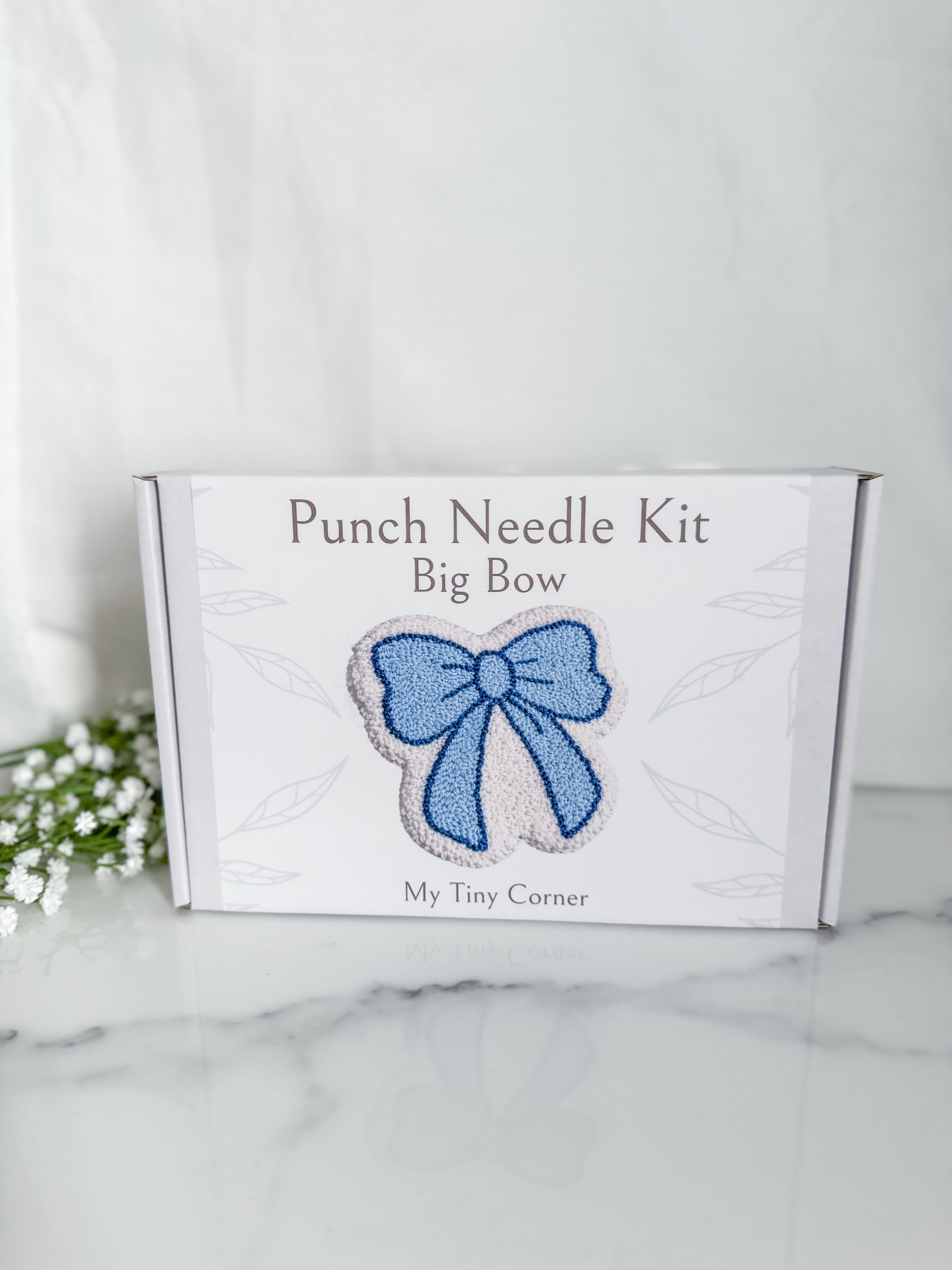 Blue Bow Punch Needle Mug Rug Kit