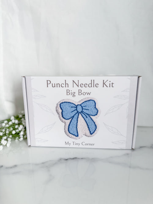 Blue Bow Punch Needle Mug Rug Kit