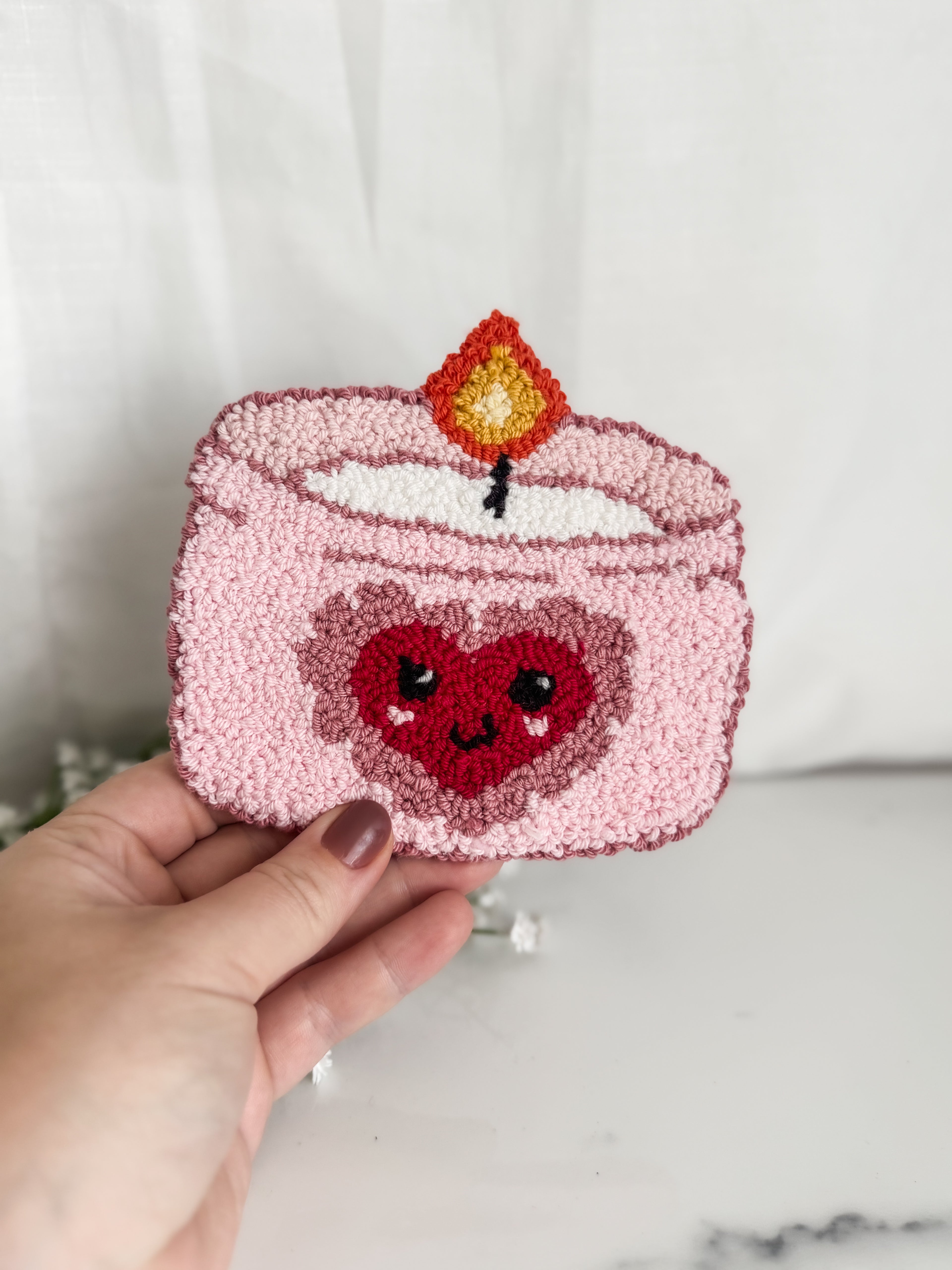 Pink Candle Mug Rug