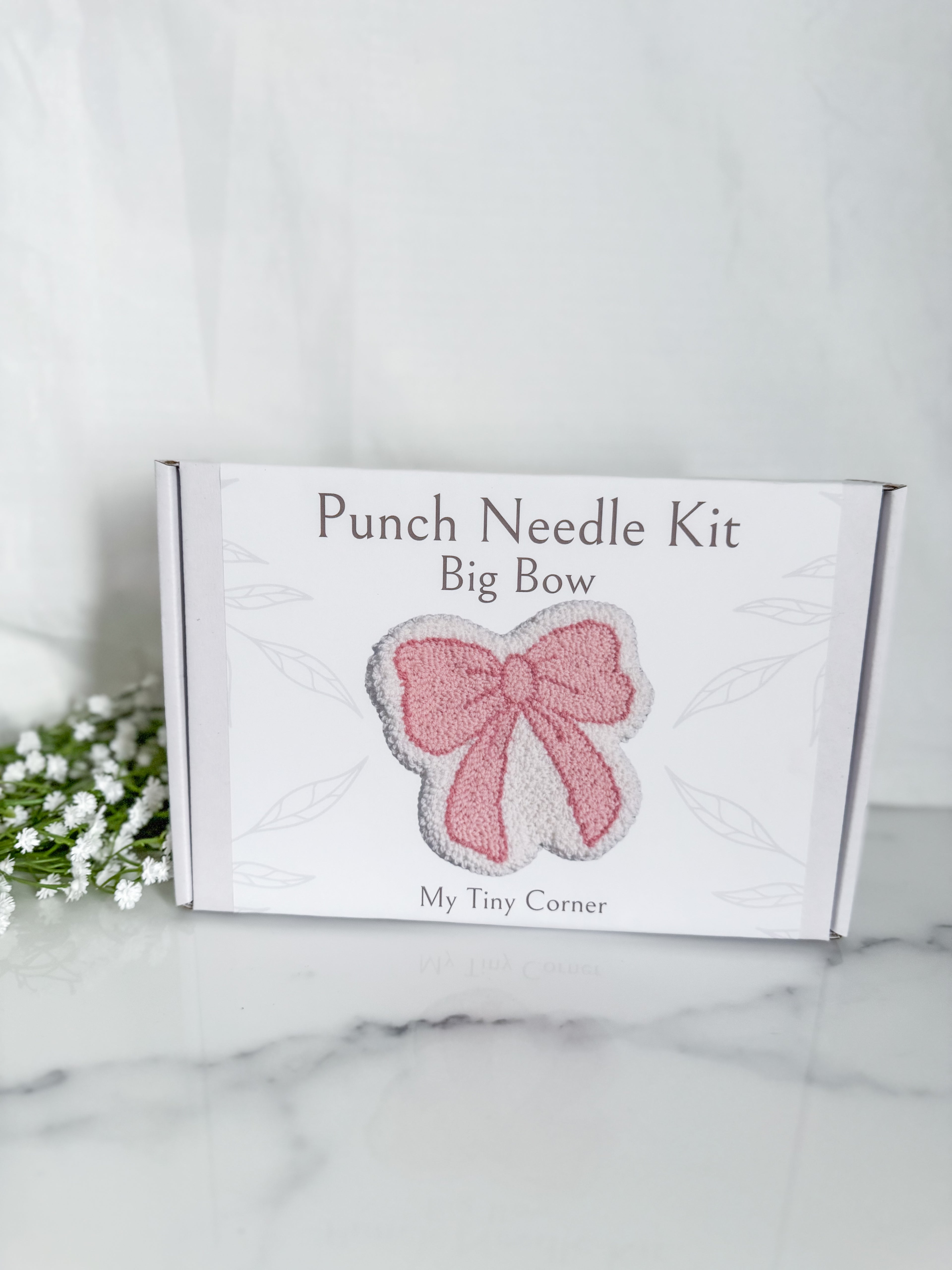 Pink Bow Punch Needle Mug Rug Kit
