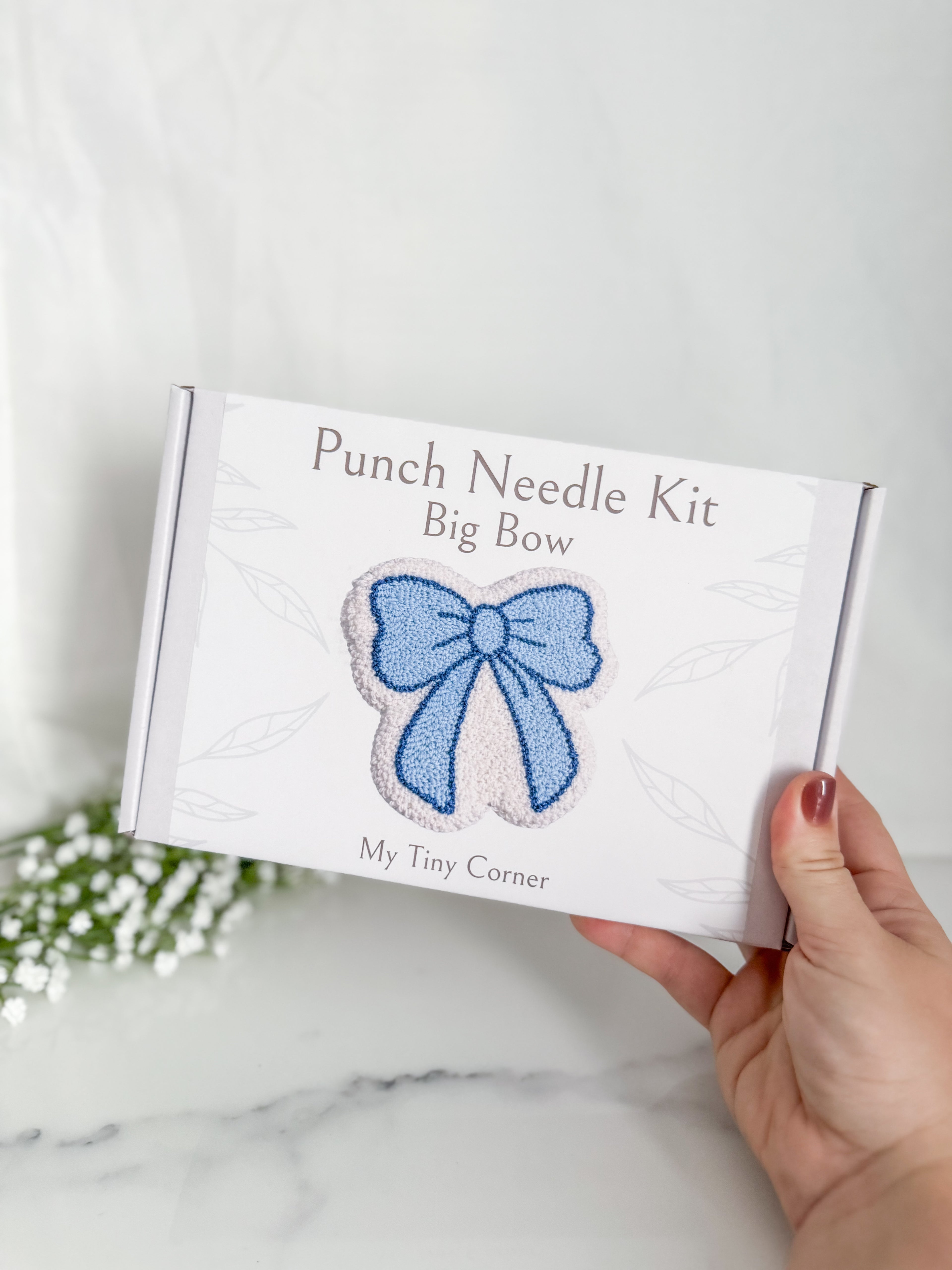 Blue Bow Punch Needle Mug Rug Kit