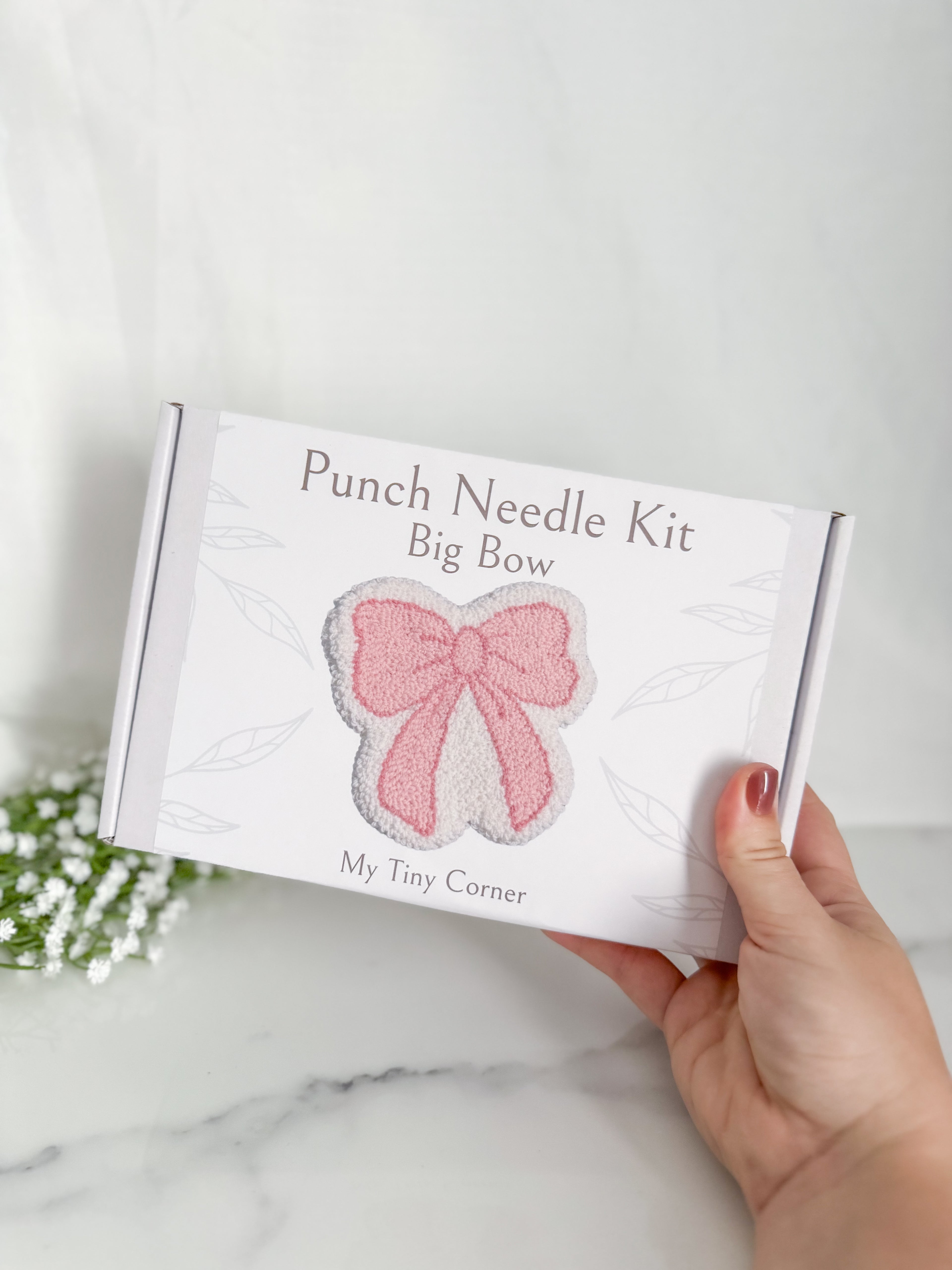 Pink Bow Punch Needle Mug Rug Kit