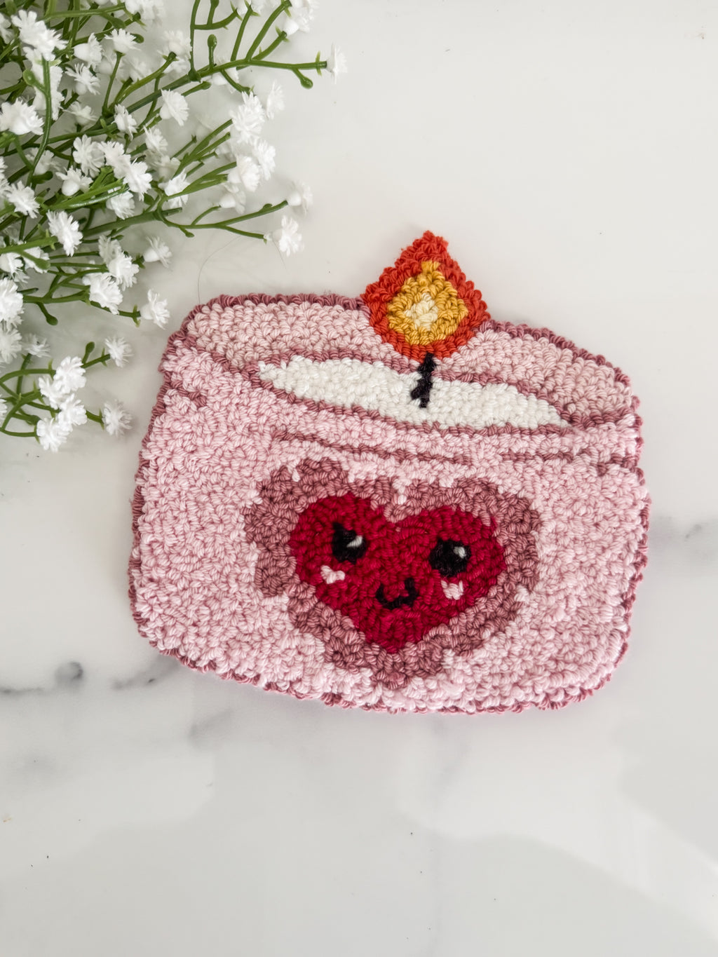 Pink Candle Mug Rug