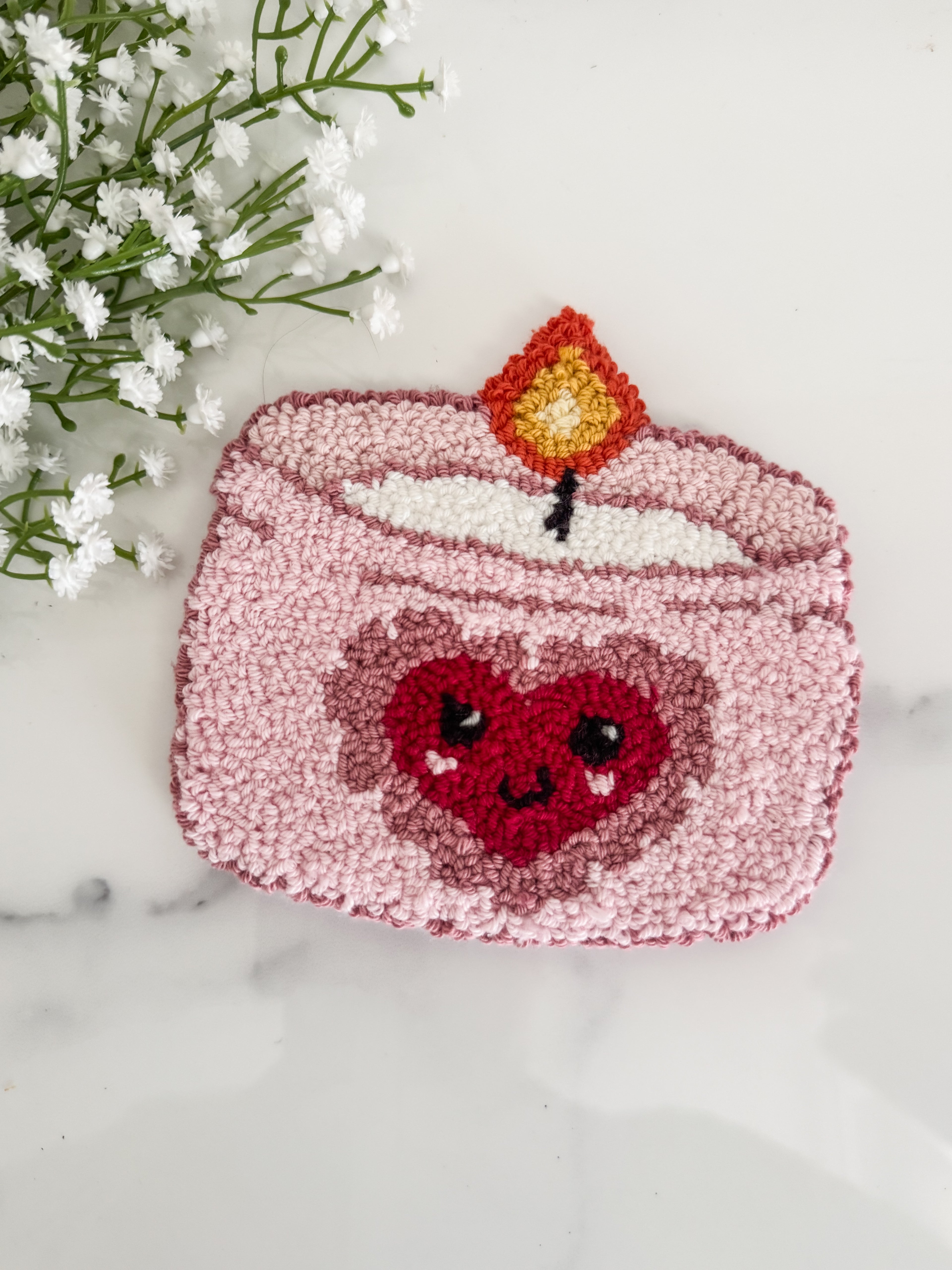 Pink Candle Mug Rug