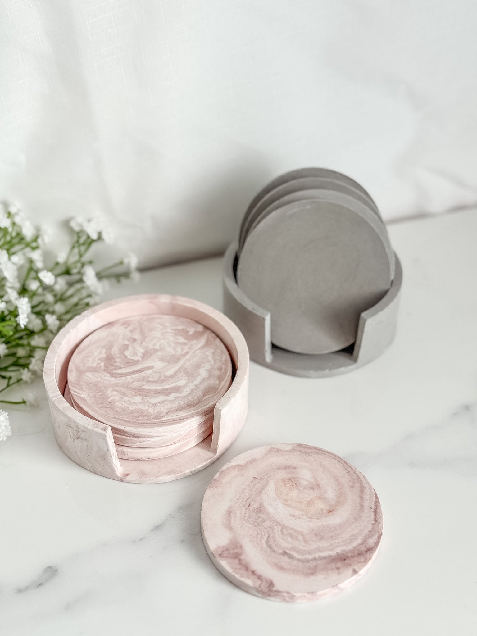 Round Coaster and Holder Set