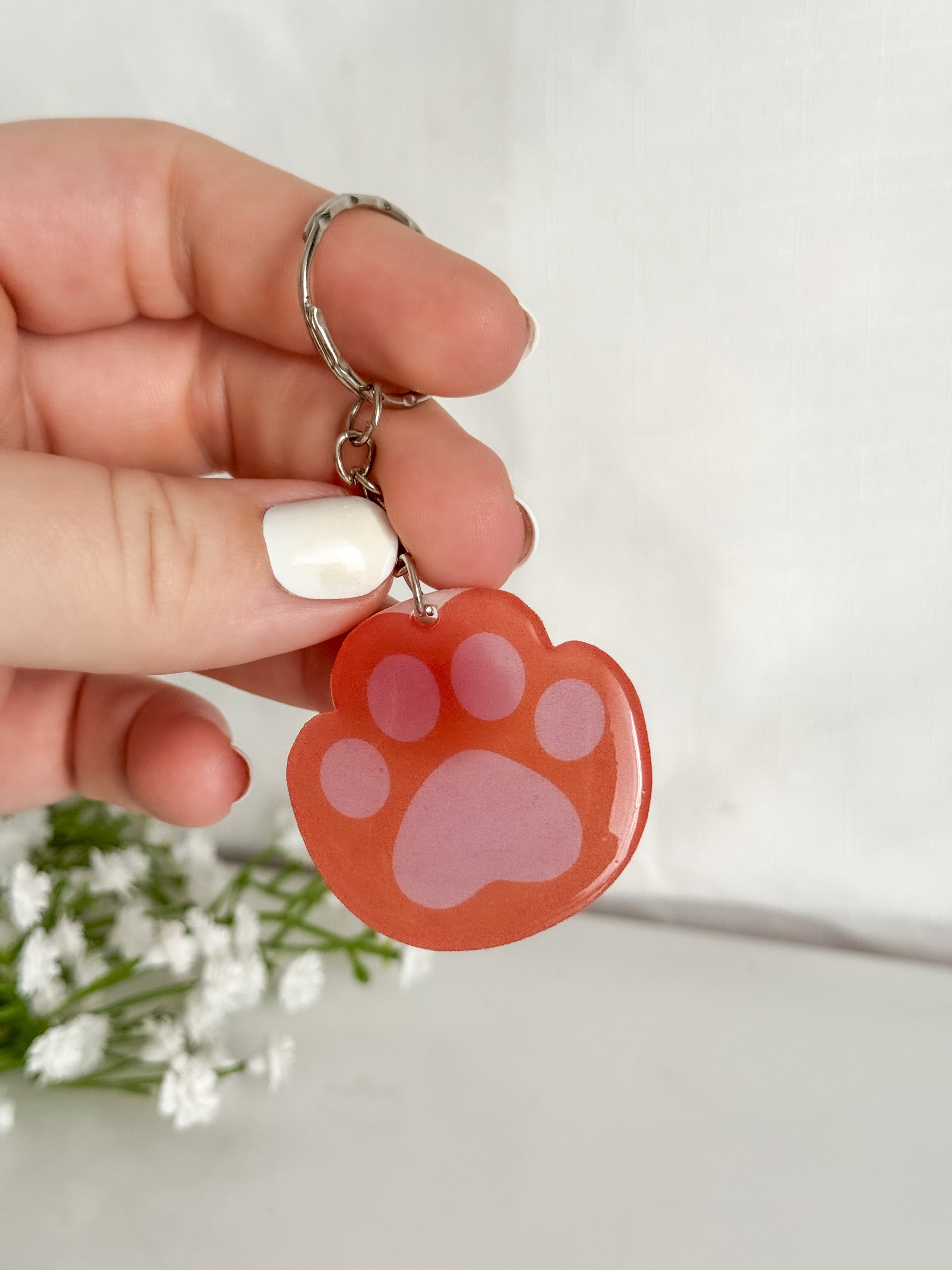 Ginger Cat Paw Keychain
