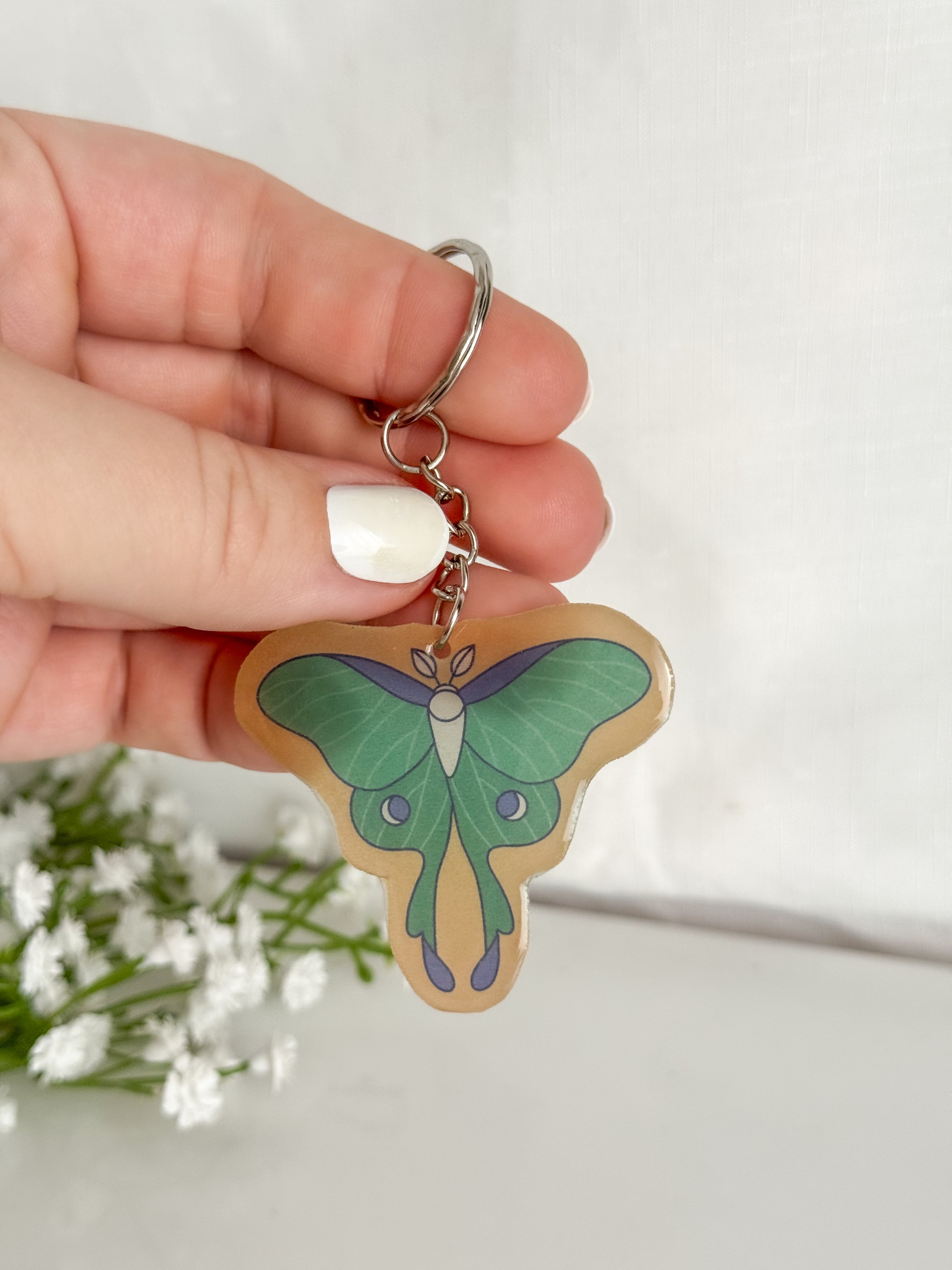 Luna Moth Keychain