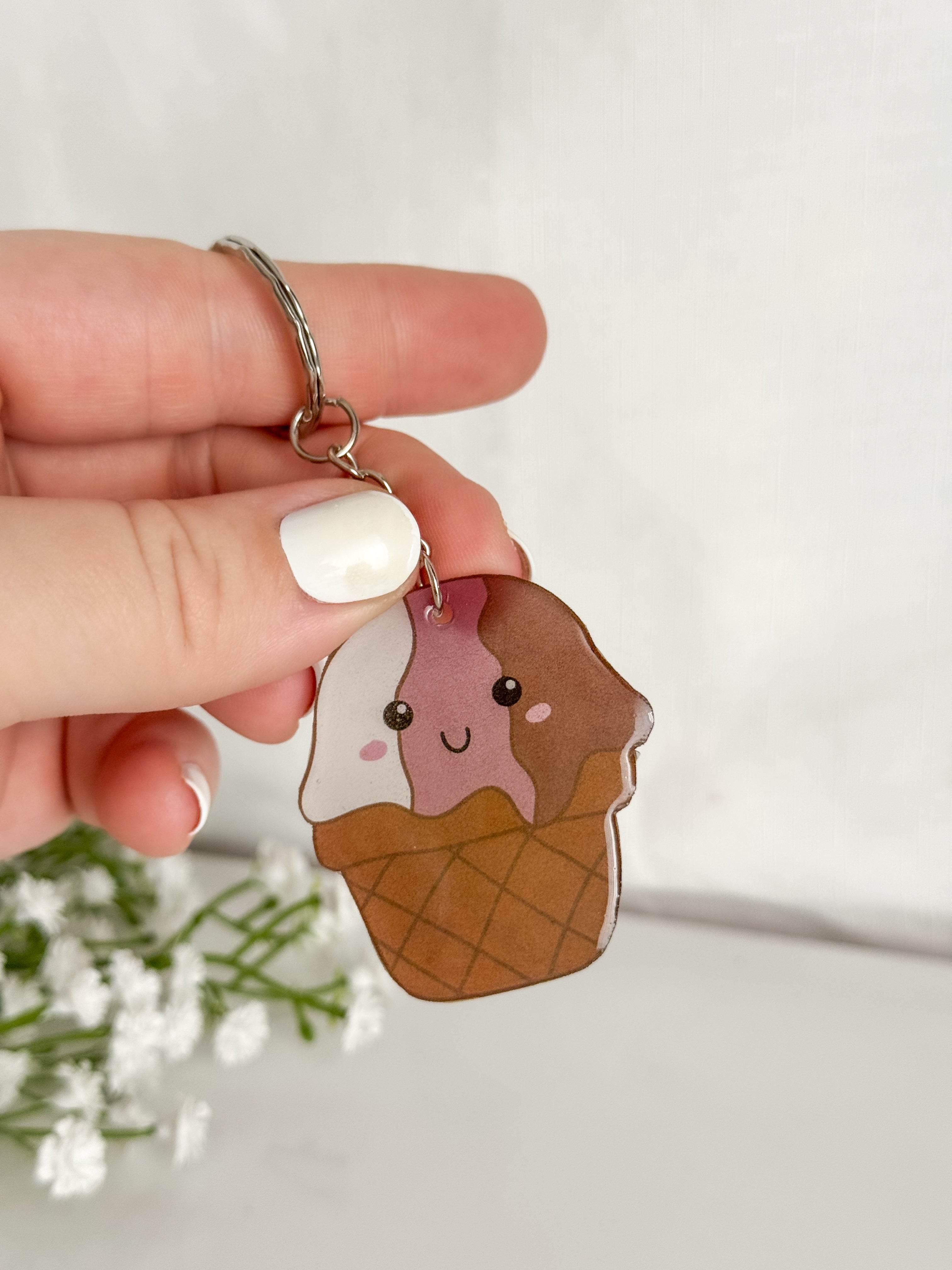 Neapolitan Ice Cream Keychain