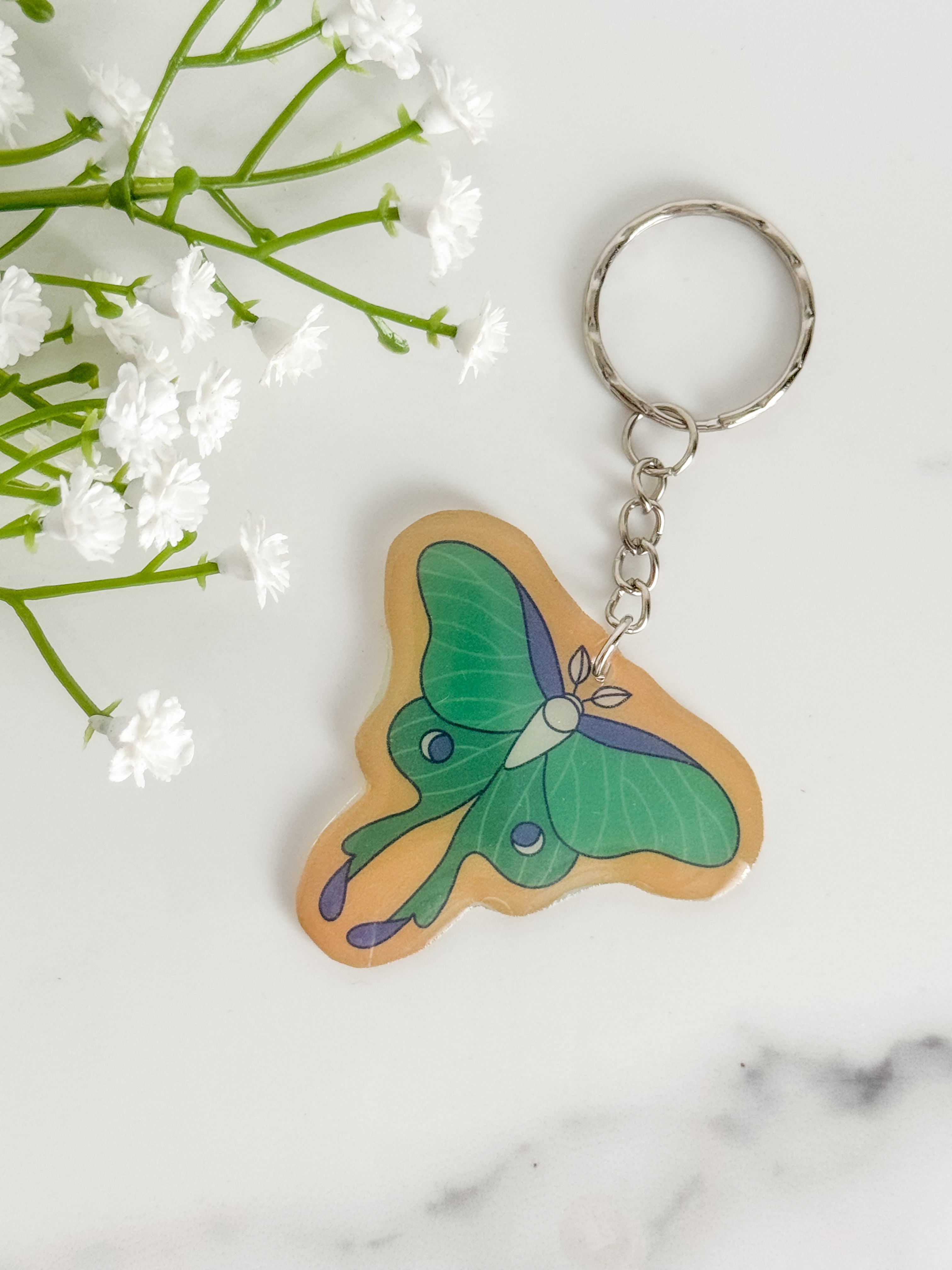 Luna Moth Keychain