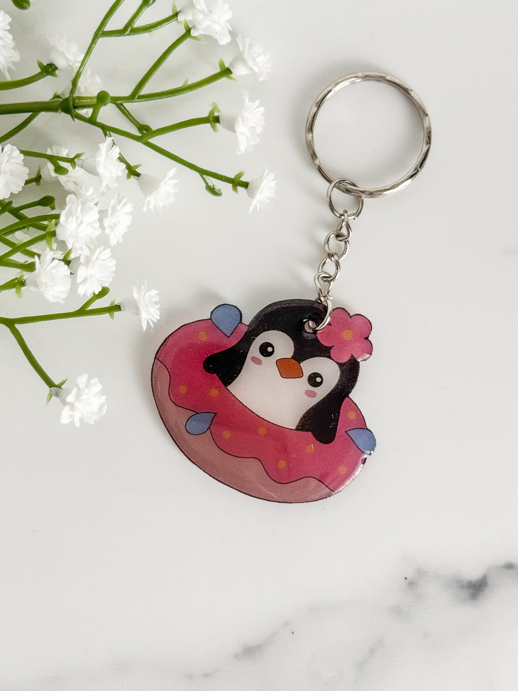 Donut Penguin Keychain