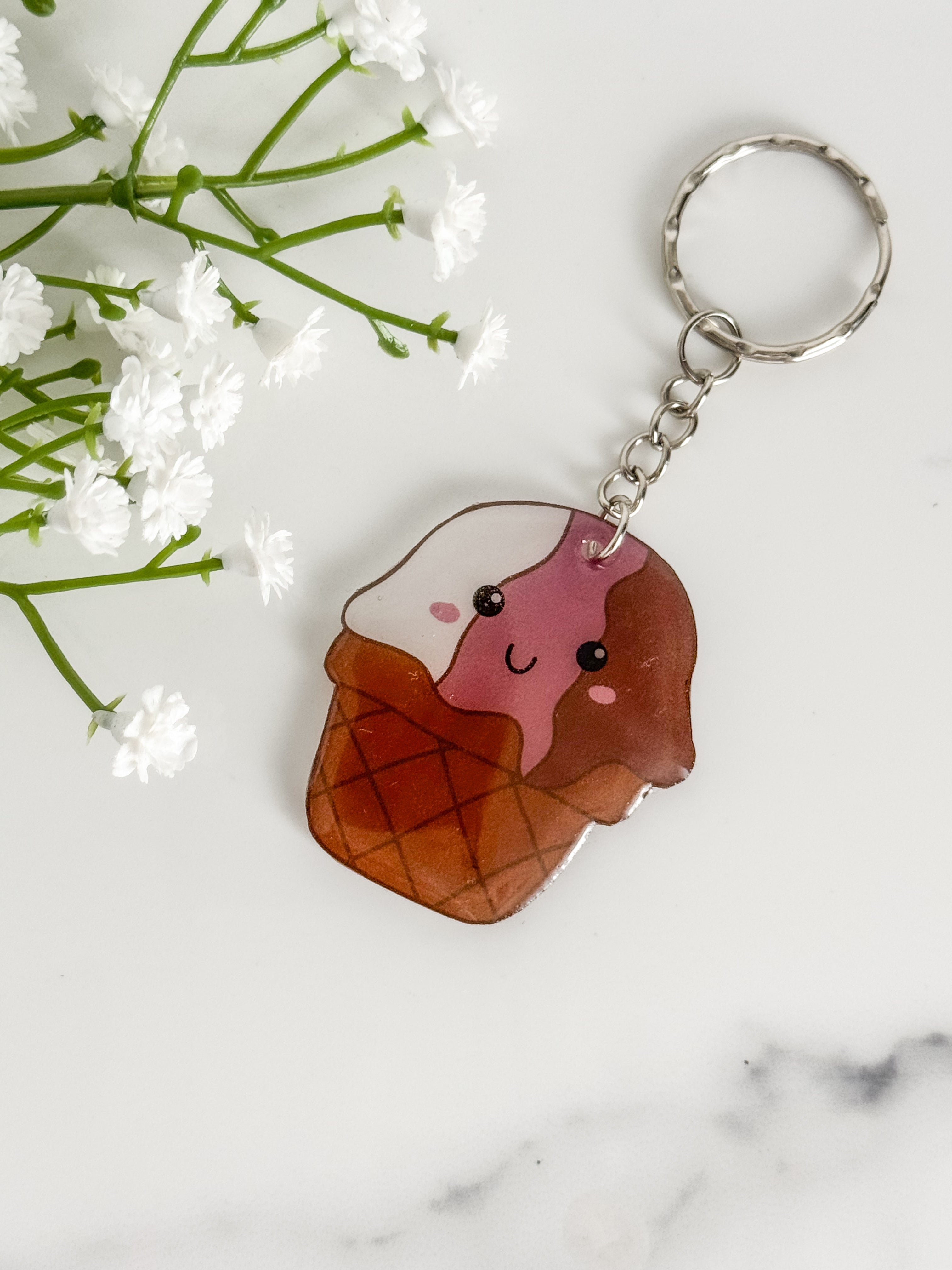 Neapolitan Ice Cream Keychain