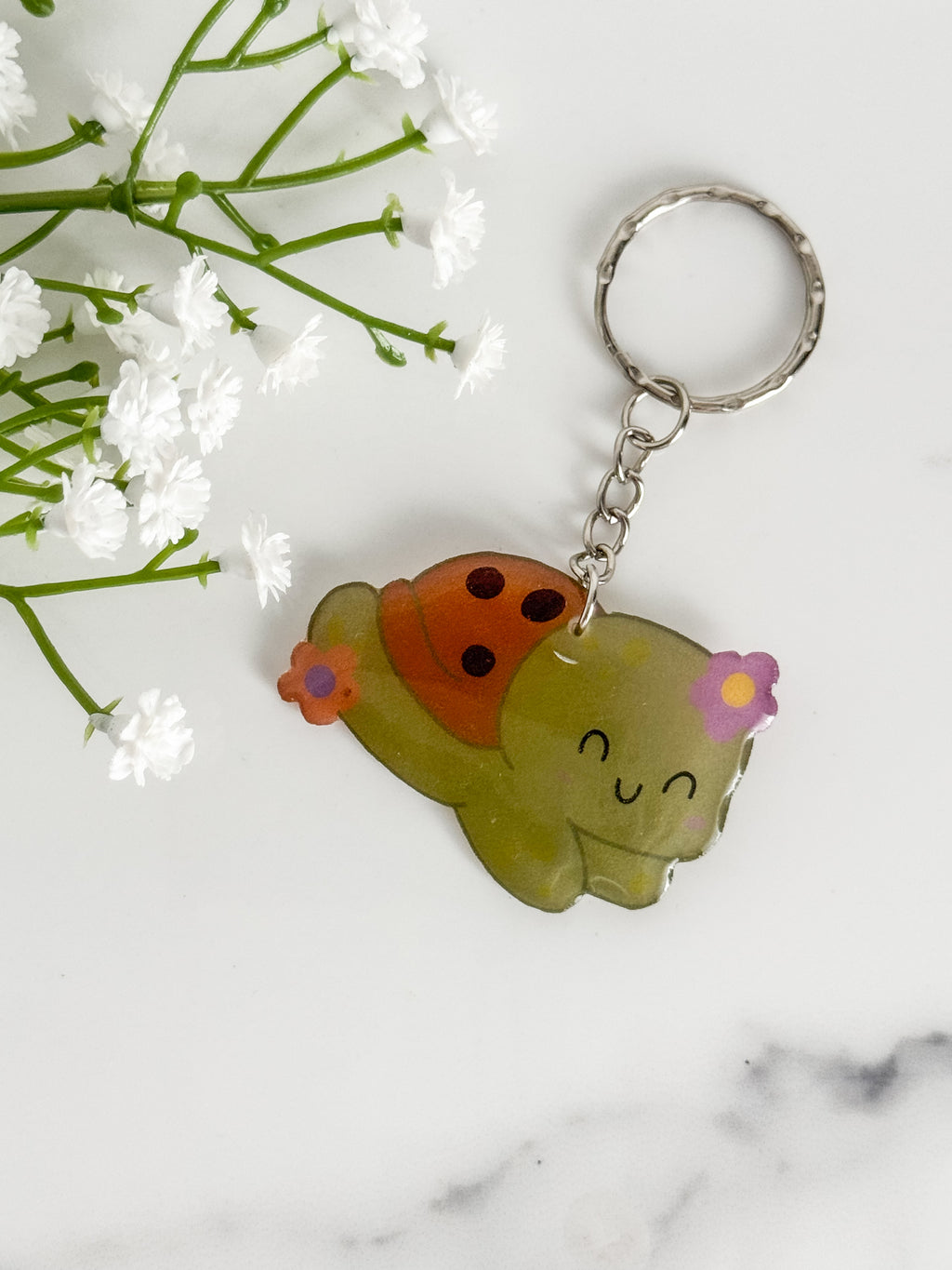 Floral Turtle Keychain