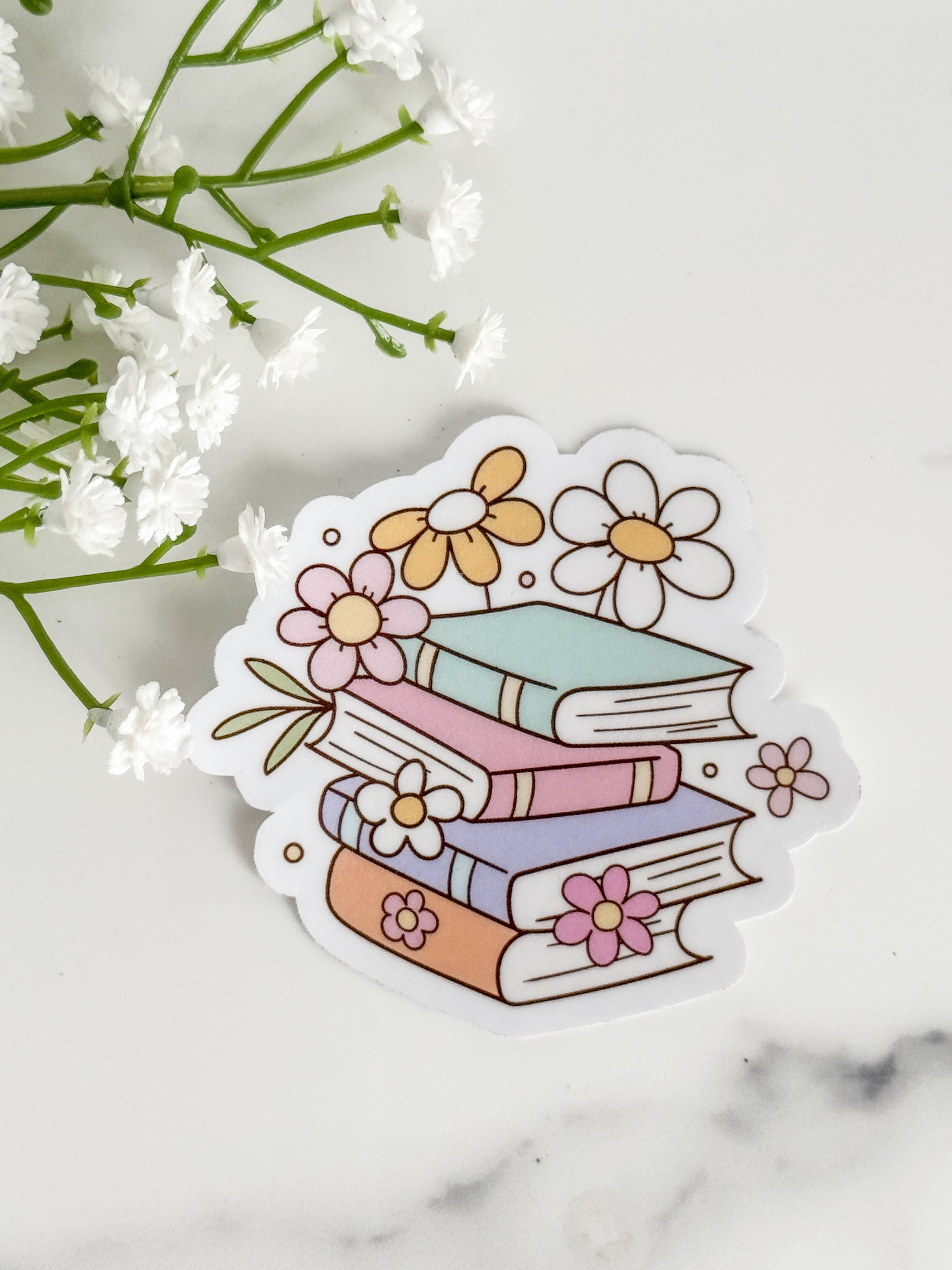 Floral Book Stack Sticker