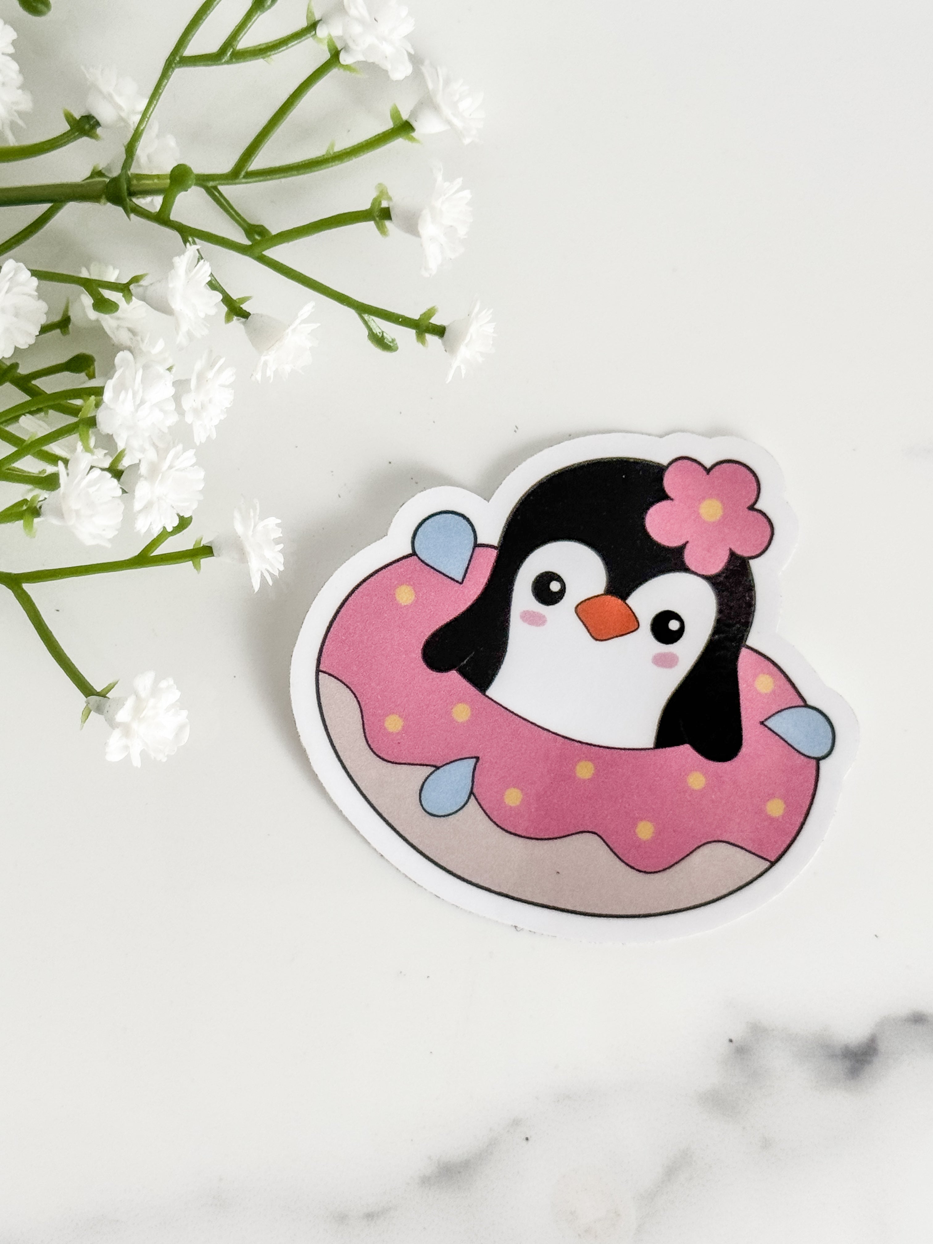 Donut Penguin Sticker
