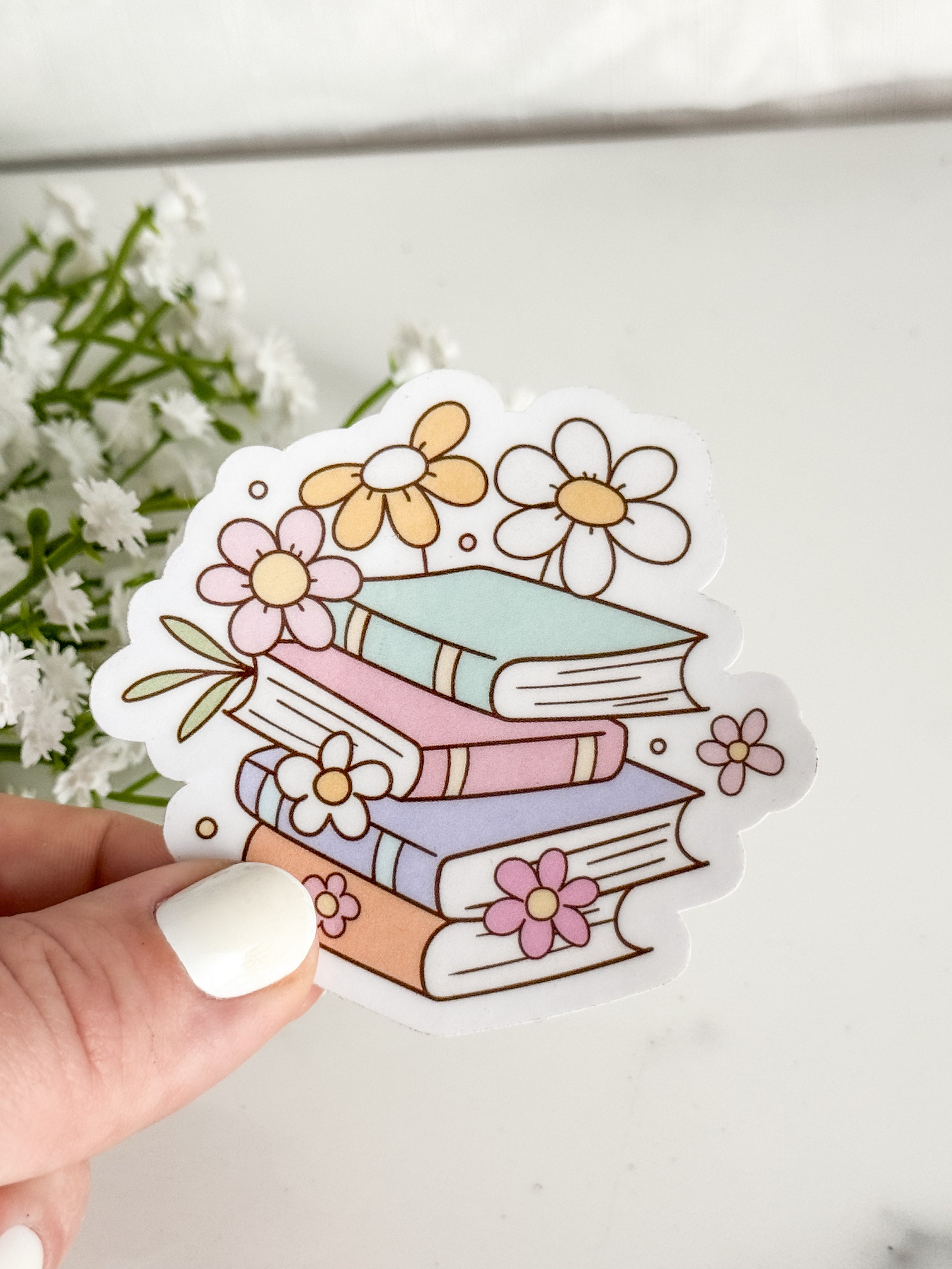 Floral Book Stack Sticker