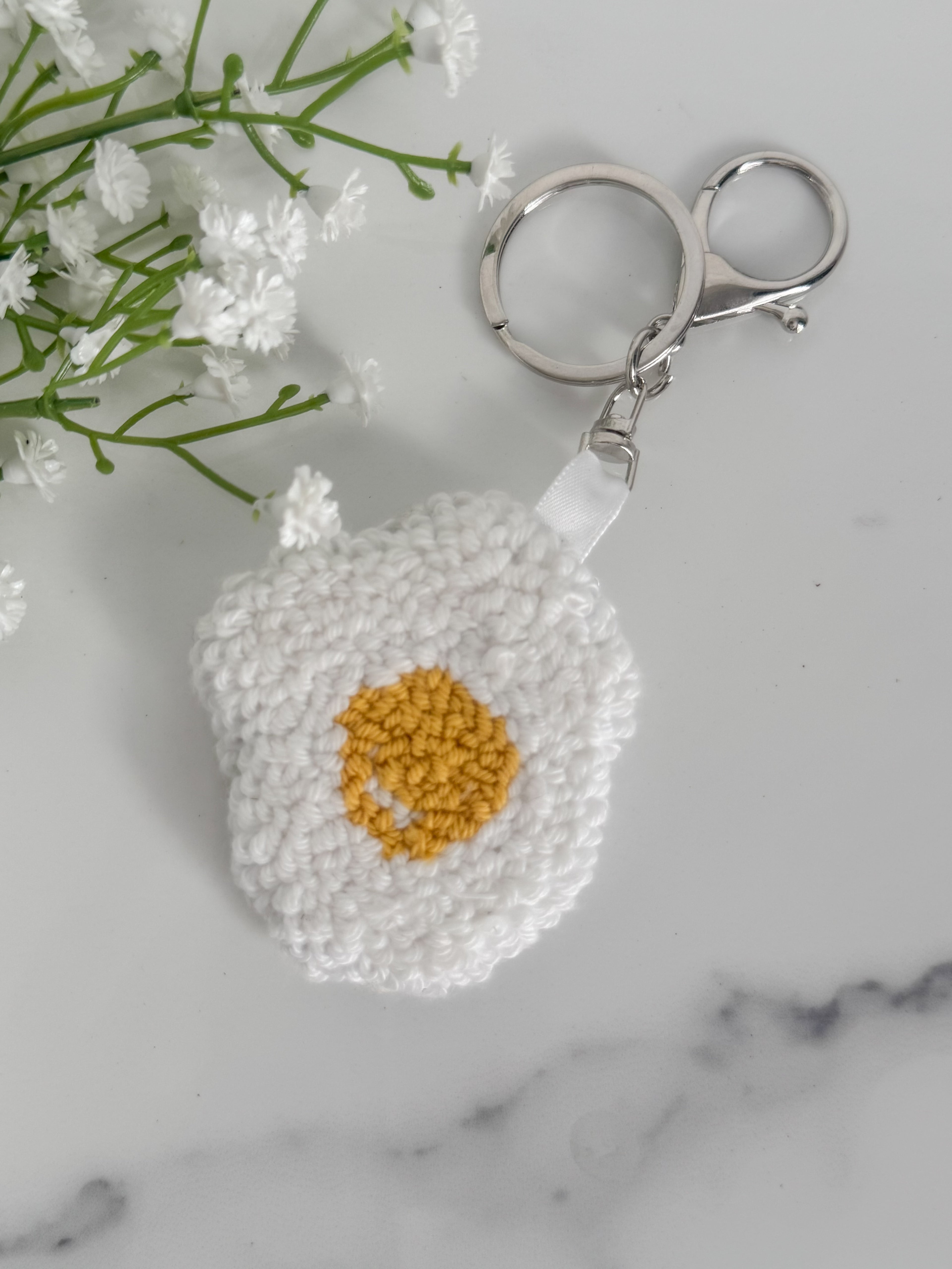 Egg Punch Needle Keychain