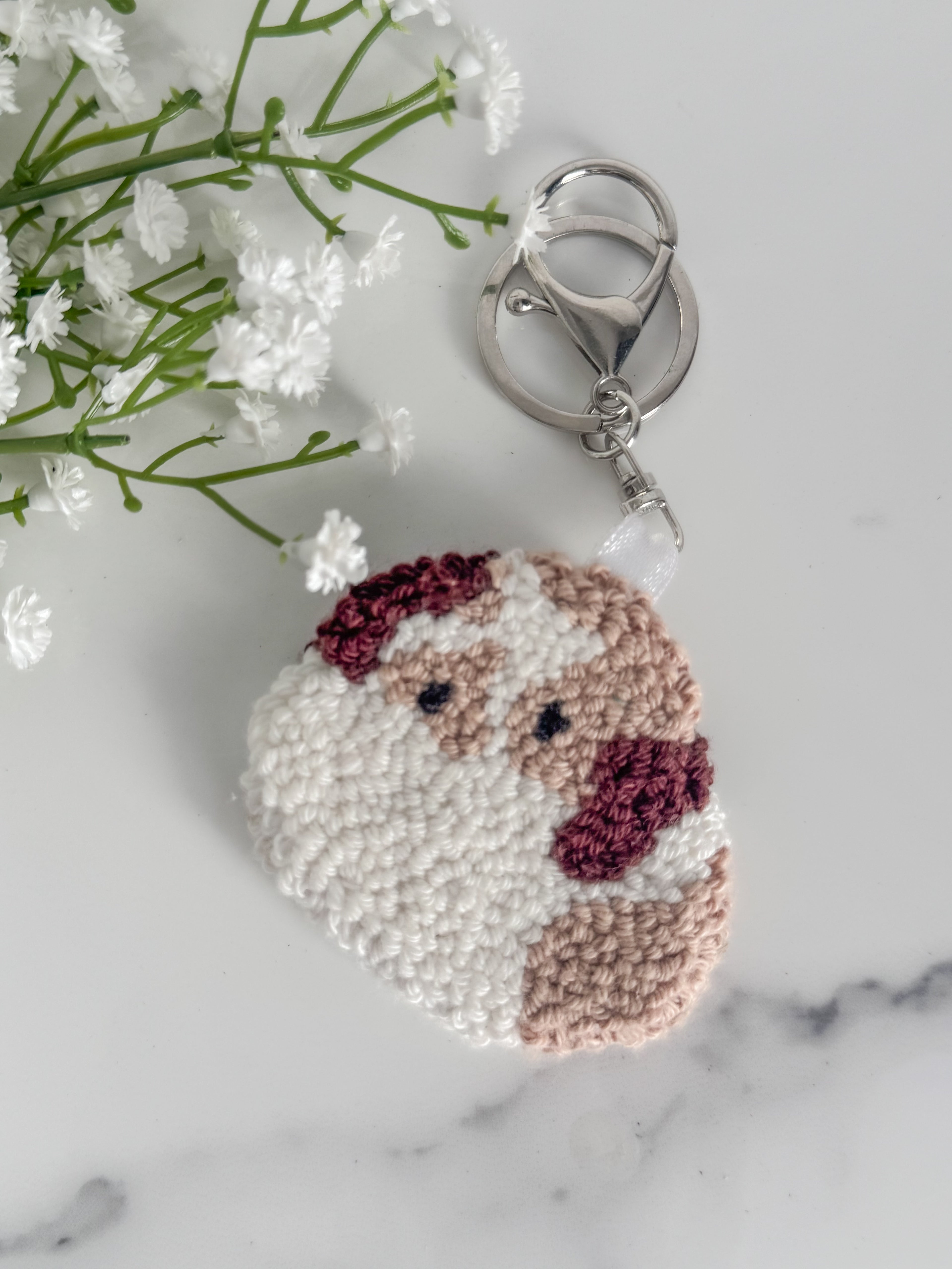 Bunny Punch Needle Keychain