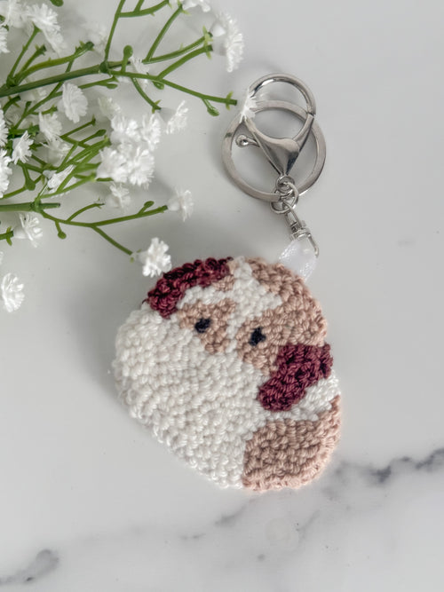 Bunny Punch Needle Keychain