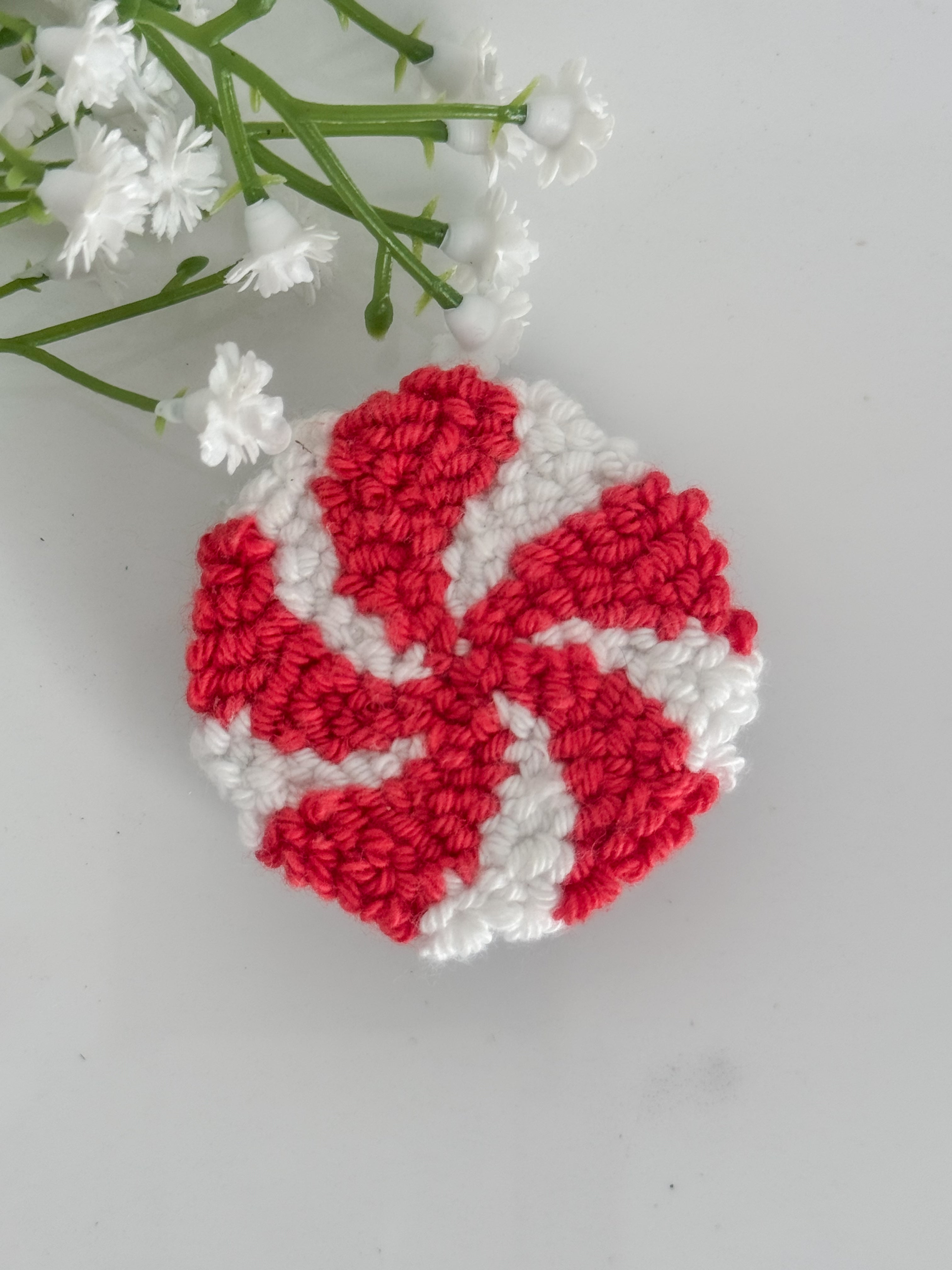 Peppermint Swirl Punch Needle Phone Grip