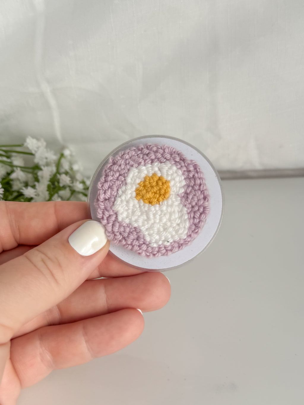 Egg Punch Needle Phone Grip