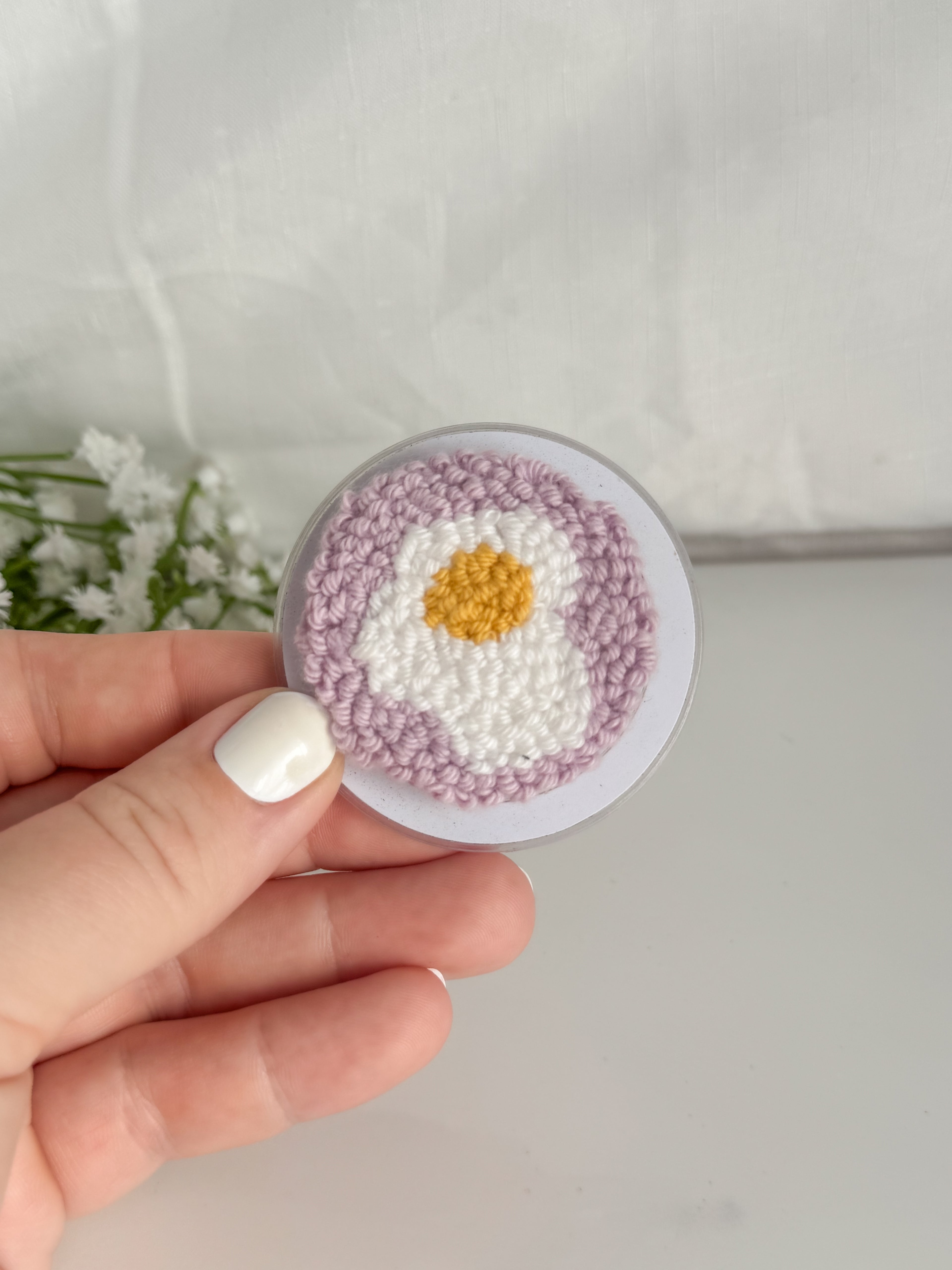Egg Punch Needle Phone Grip