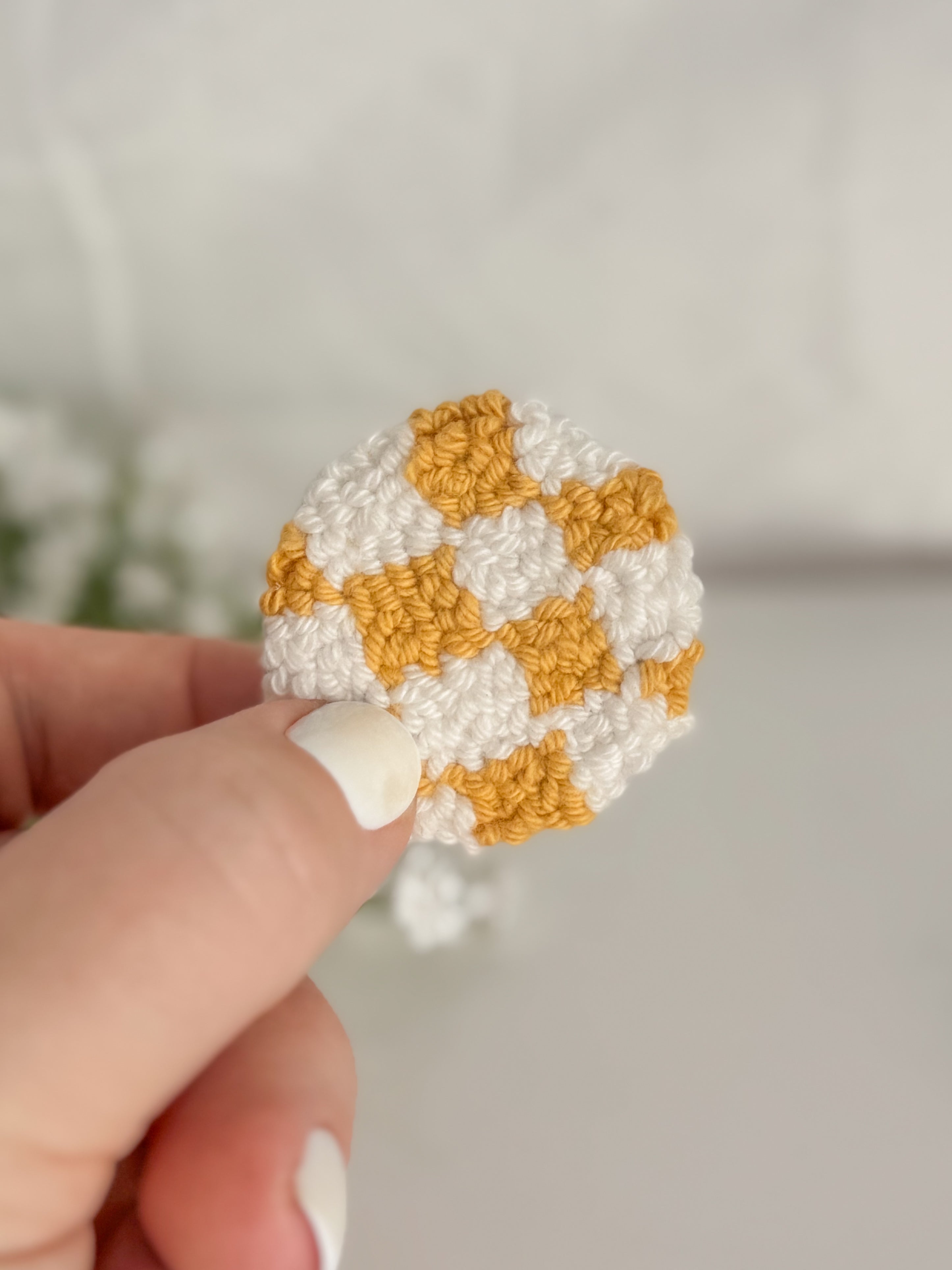 Checkerboard Punch Needle Phone Grip