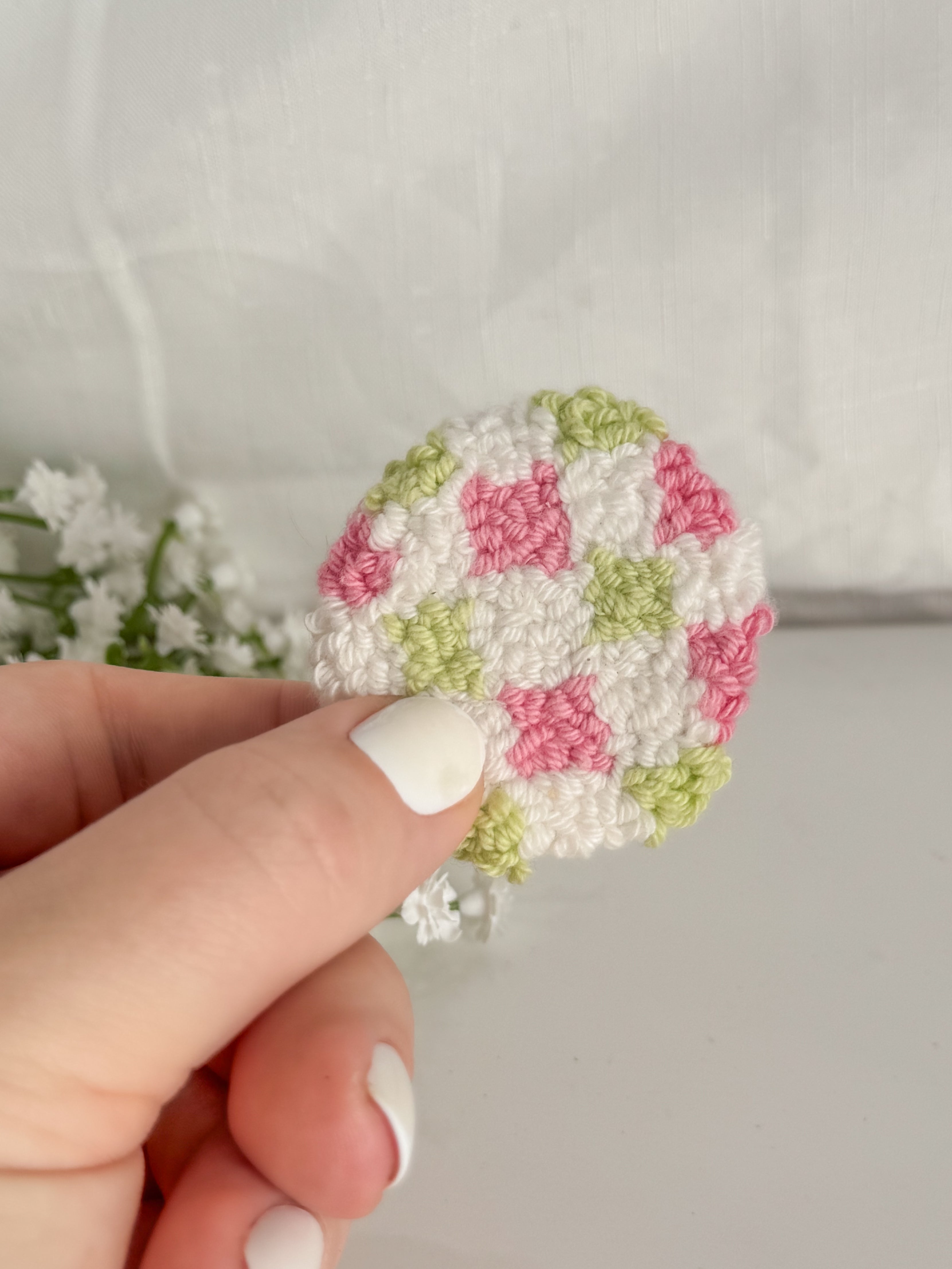 Checkerboard Punch Needle Phone Grip