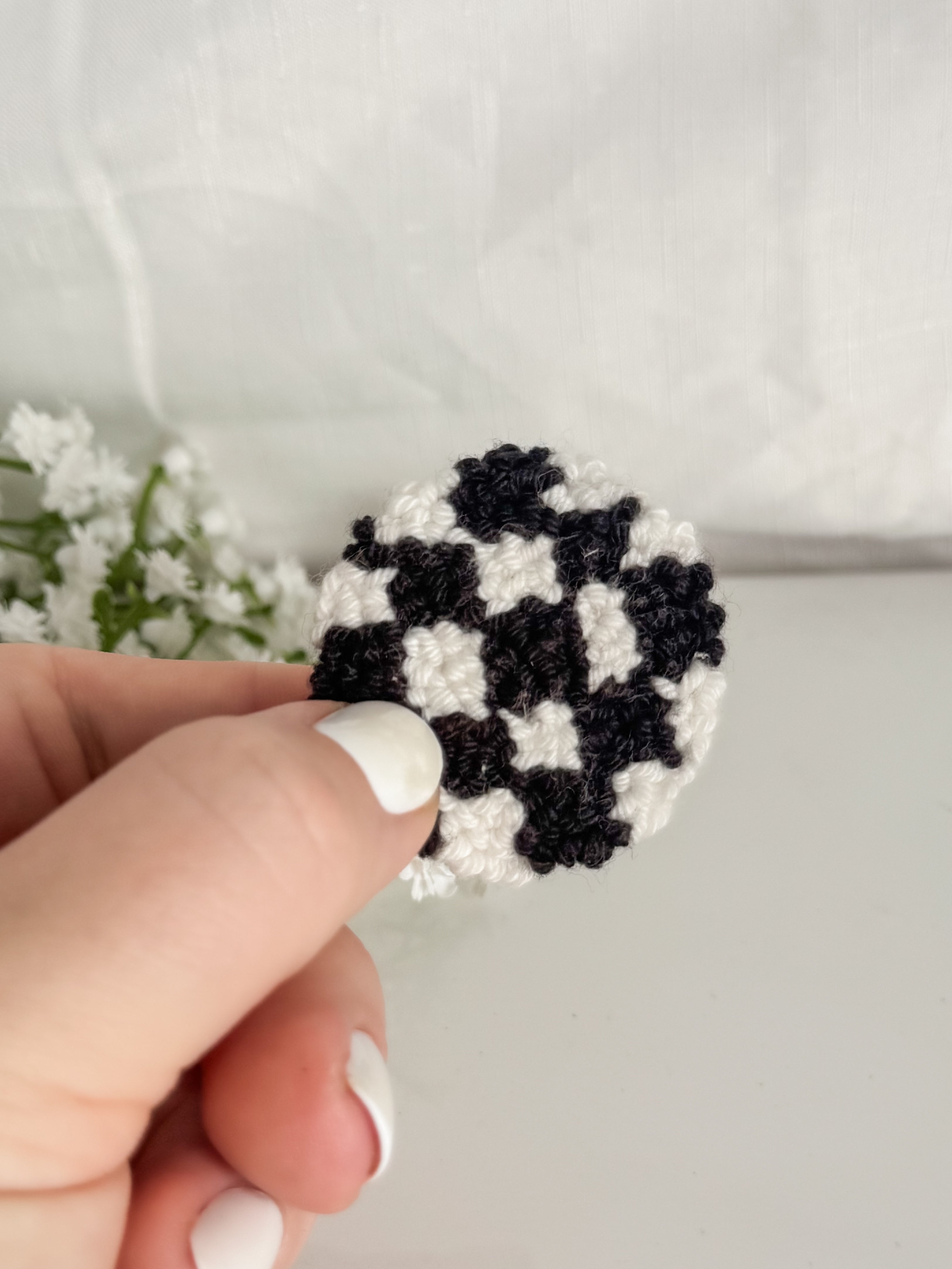 Checkerboard Punch Needle Phone Grip