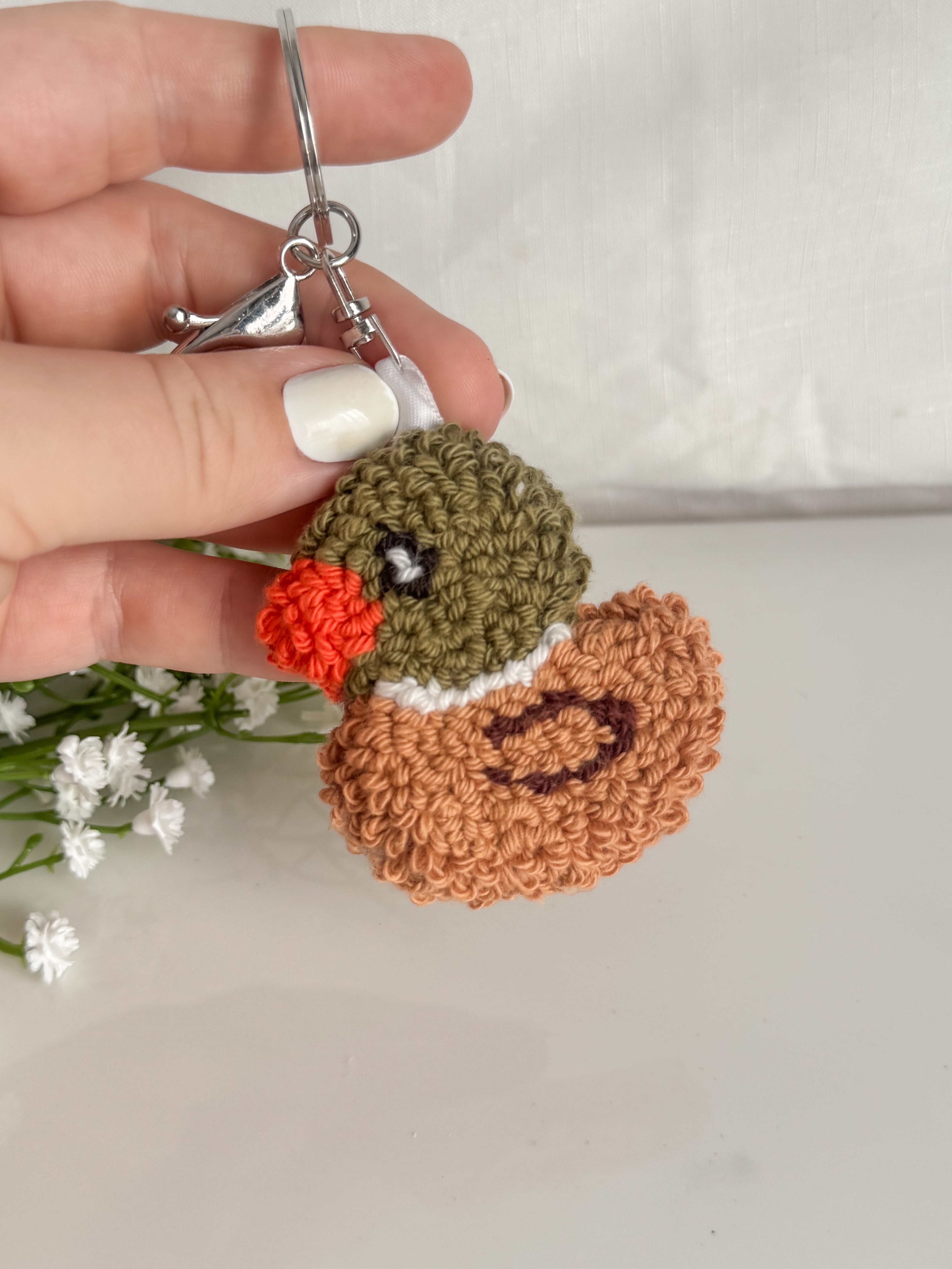 Mallard Duck Punch Needle Keychain