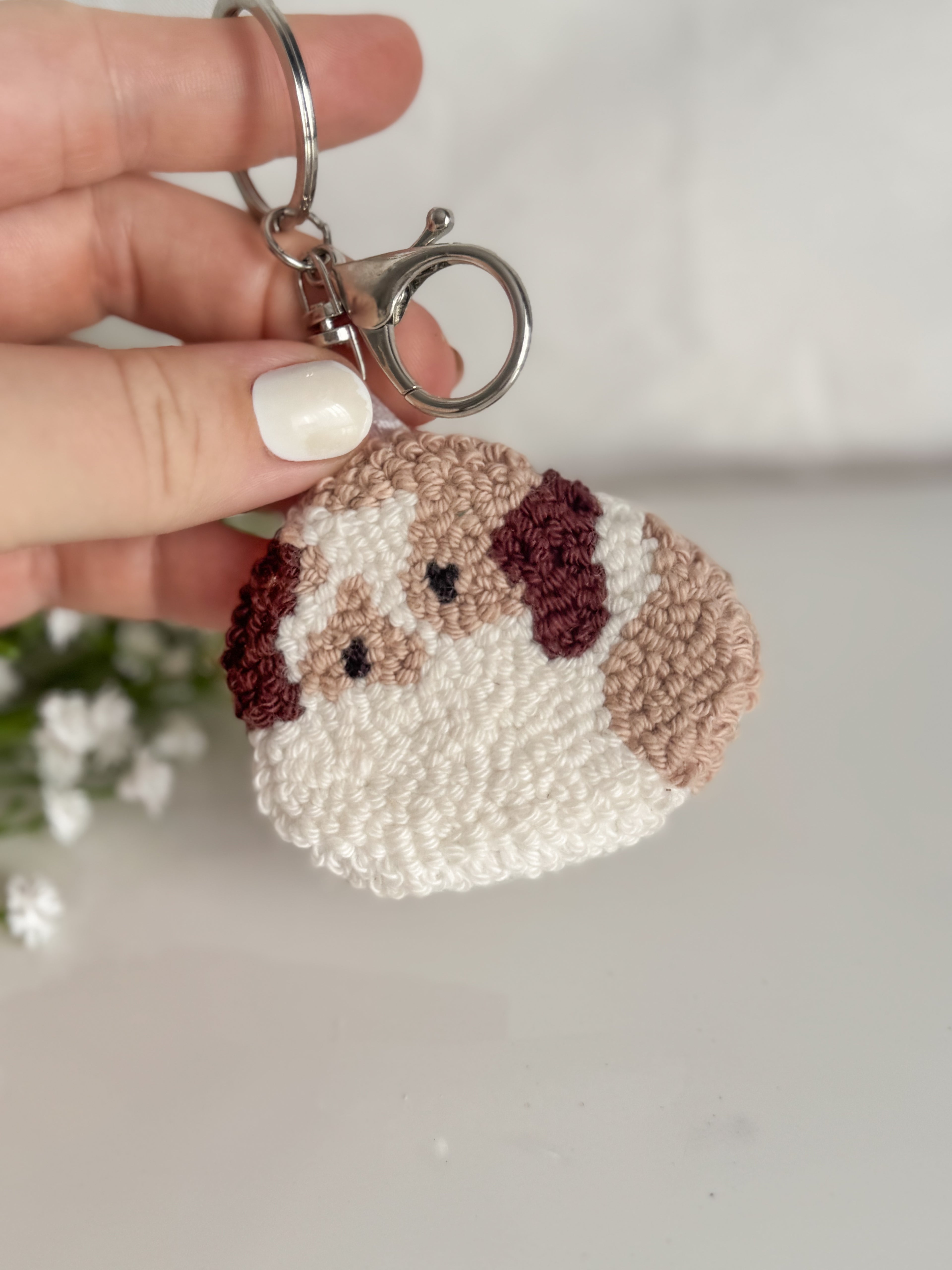 Bunny Punch Needle Keychain