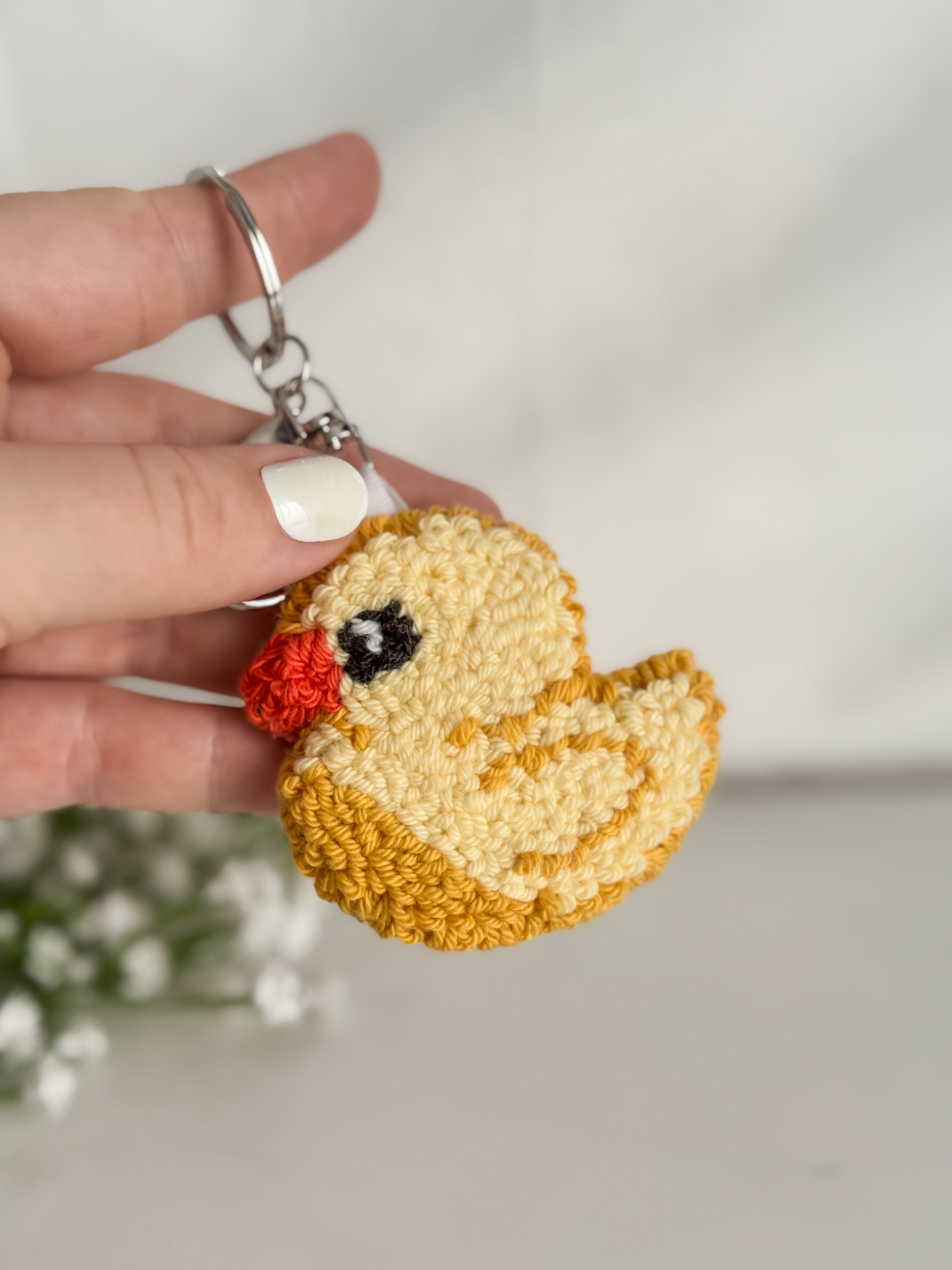 Ducky Punch Needle Keychain