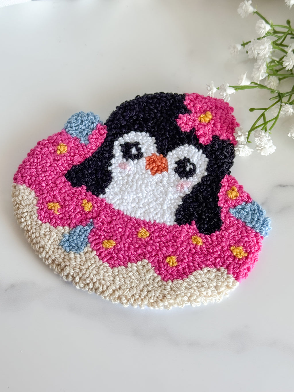 Penguin Donut Mug Rug