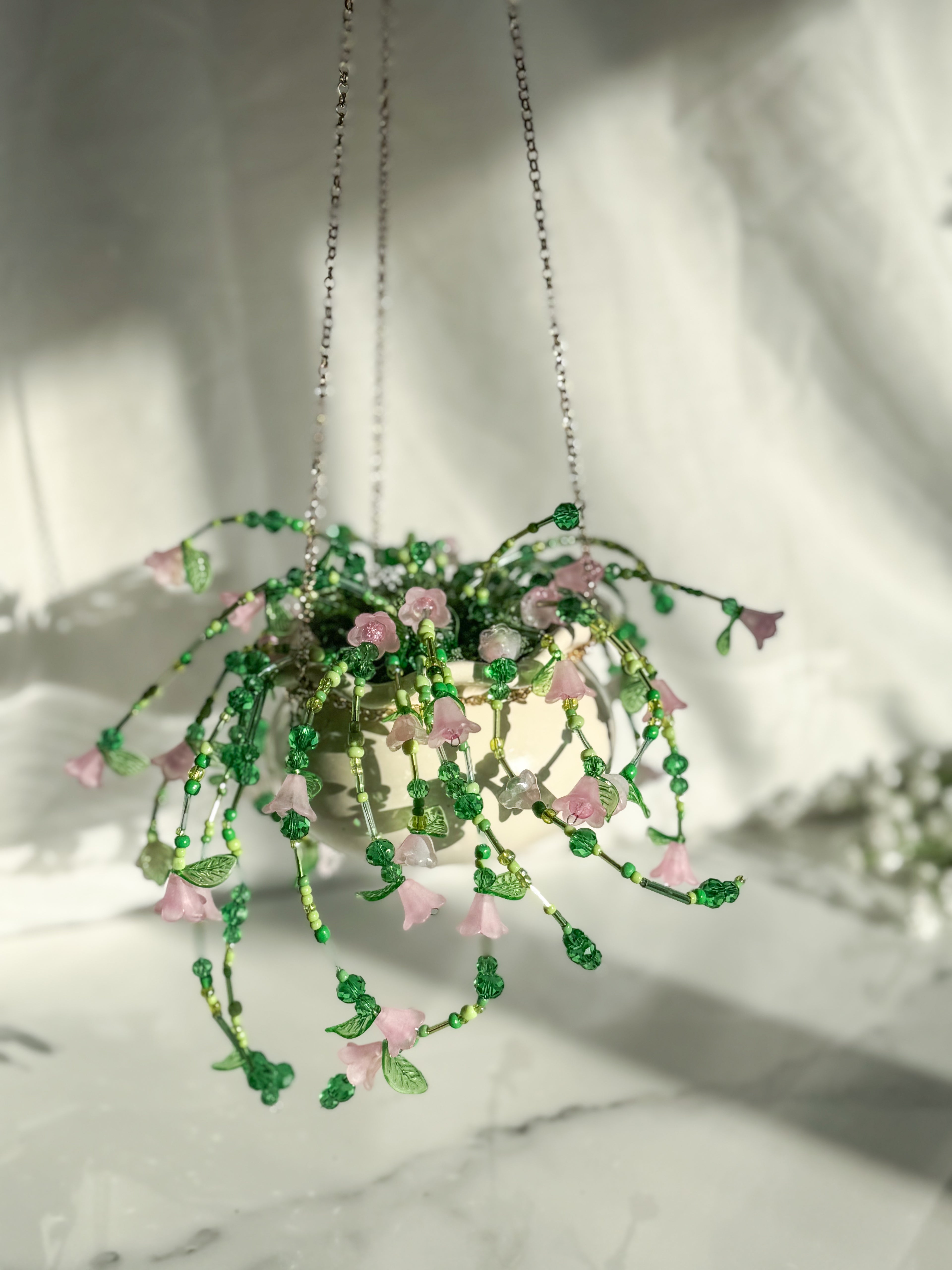 Pink Floral Beaded Plant