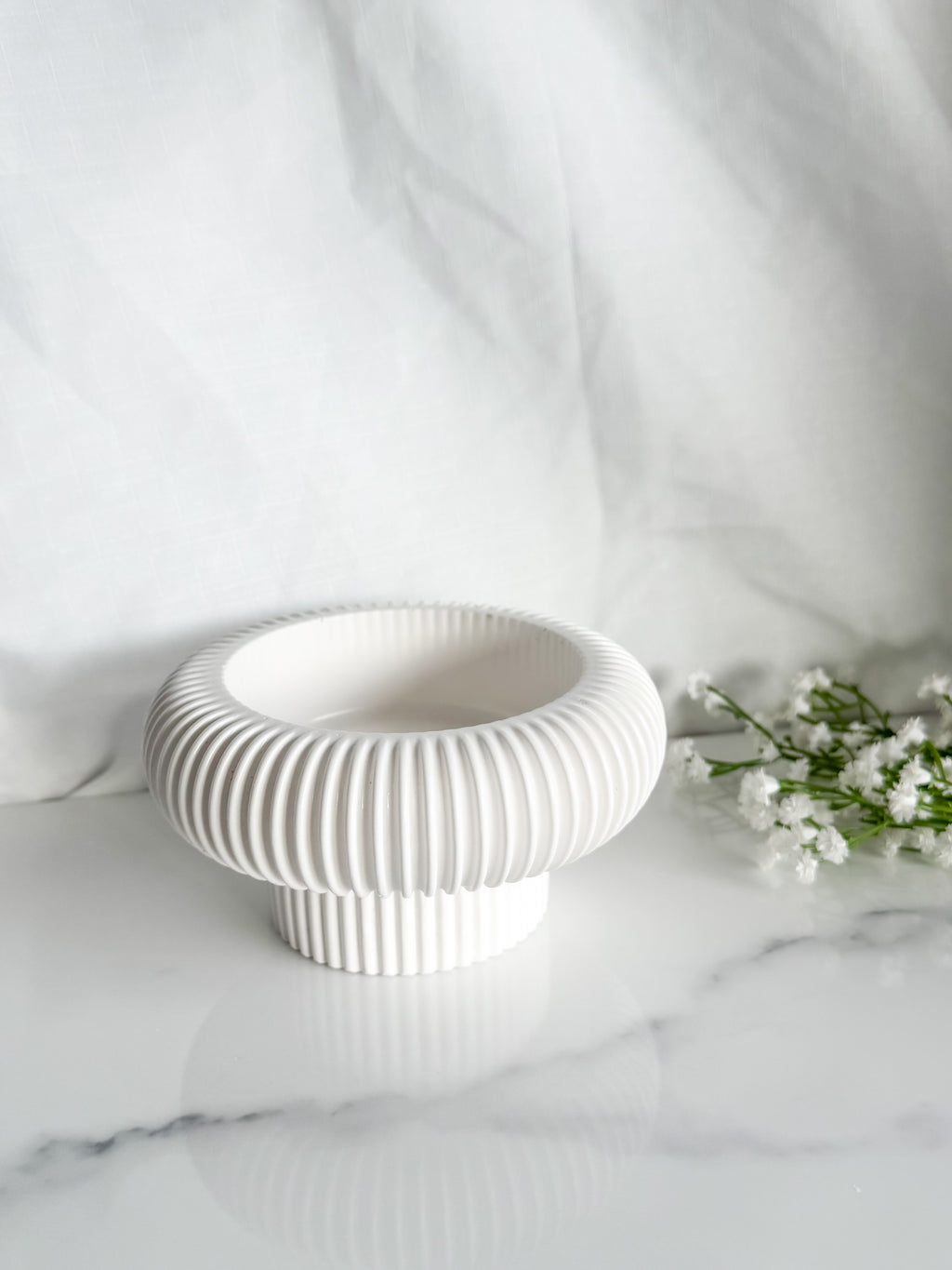 Footed Striped Edge Bowl