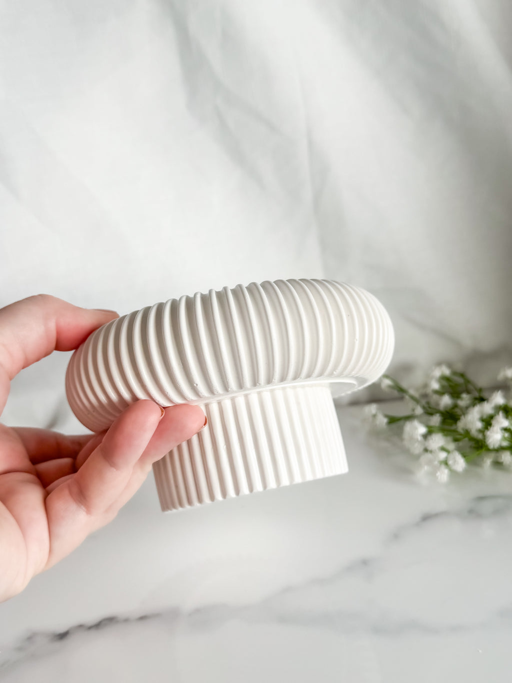 Footed Striped Edge Bowl