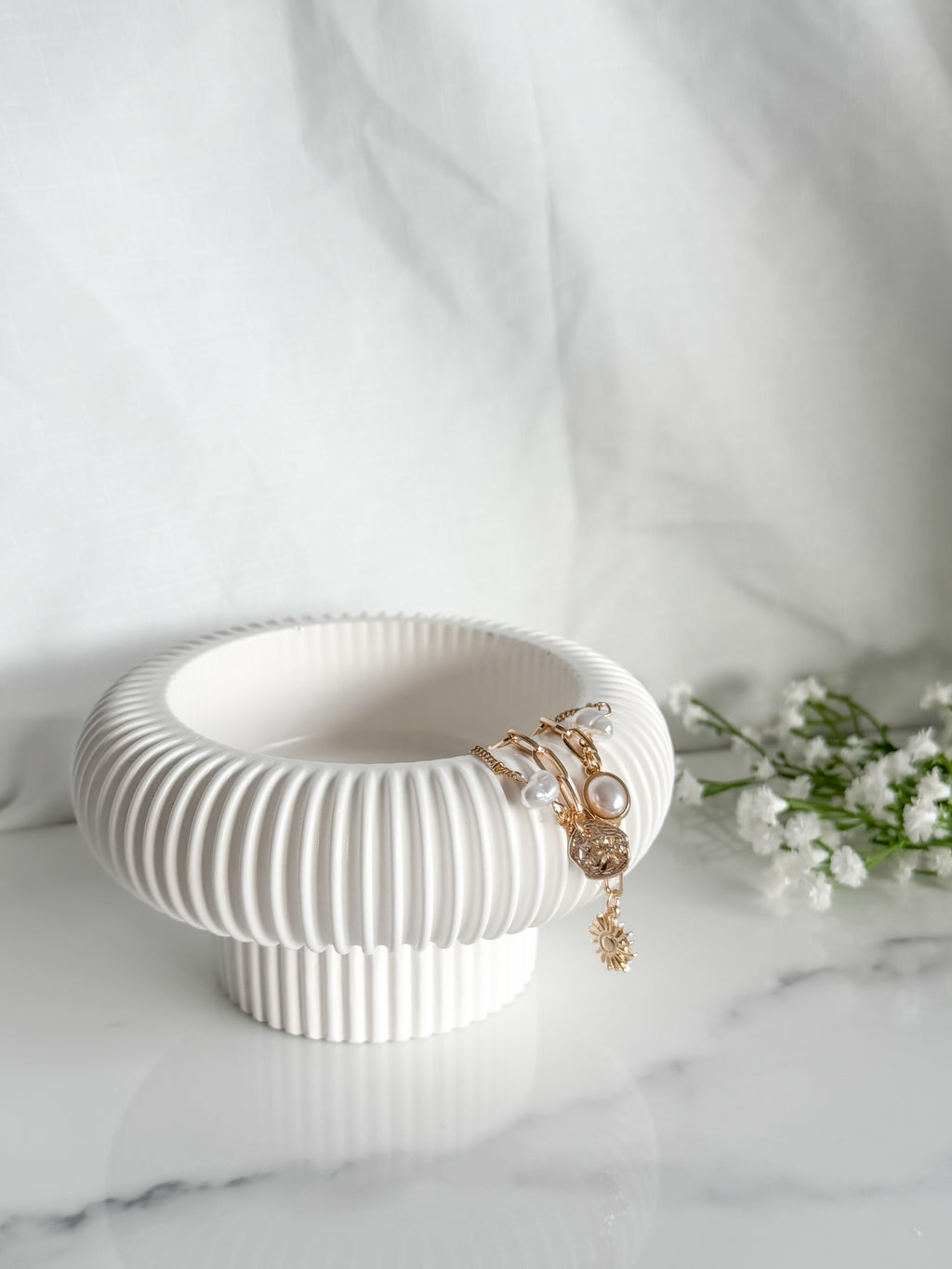 Footed Striped Edge Bowl
