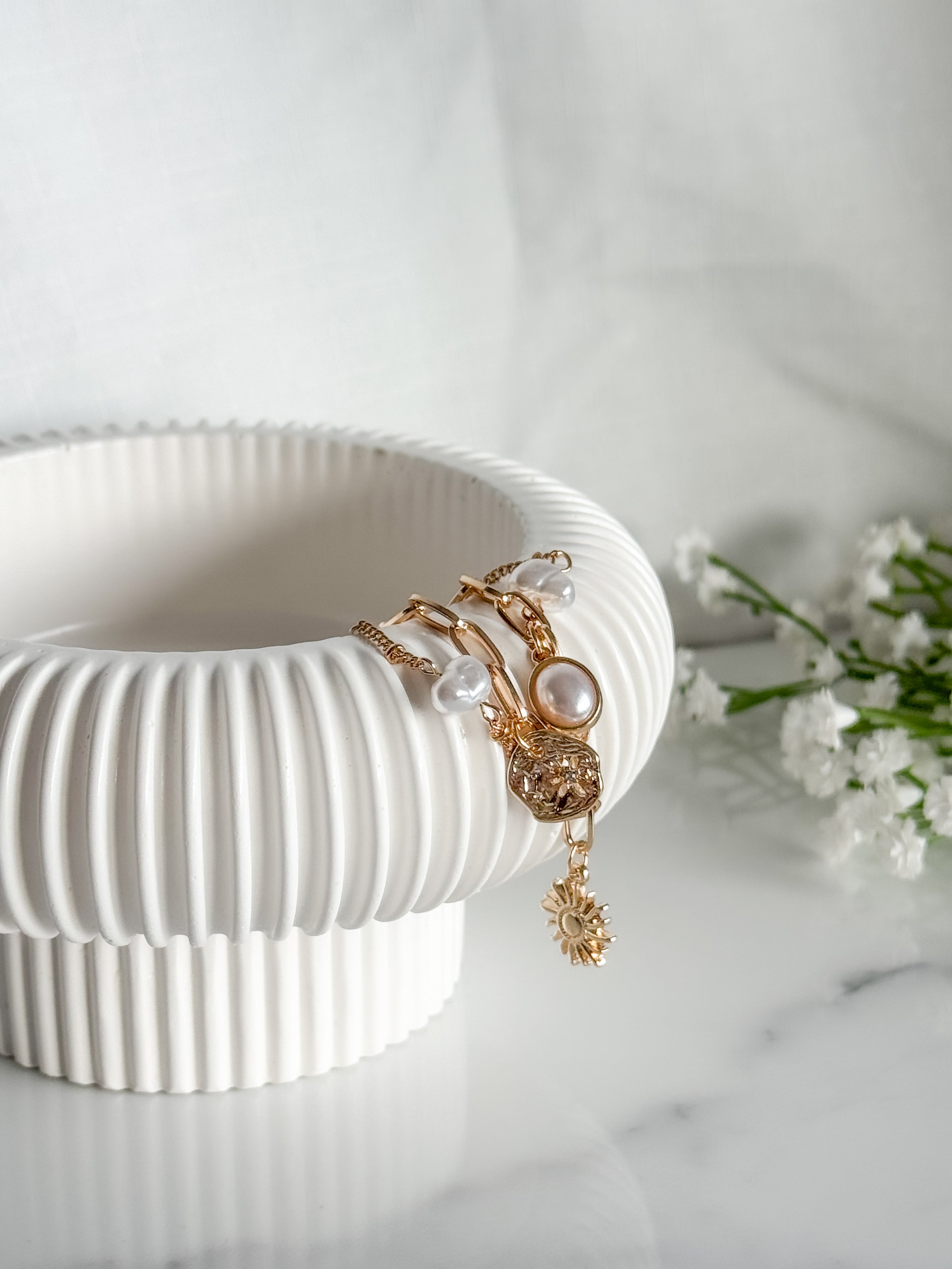 Footed Striped Edge Bowl